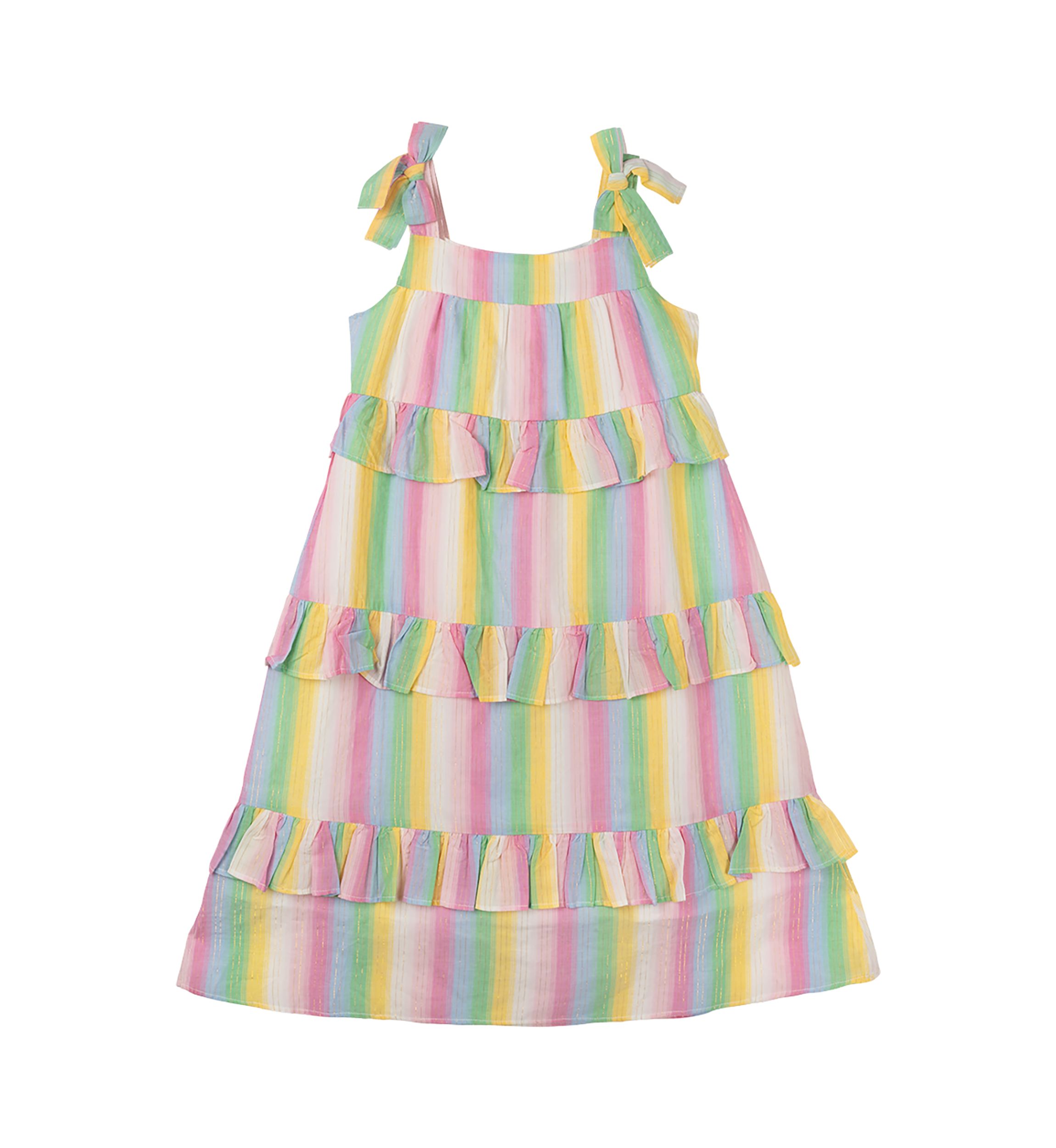 Toddler Girls Striped Midi Ruffle Dress