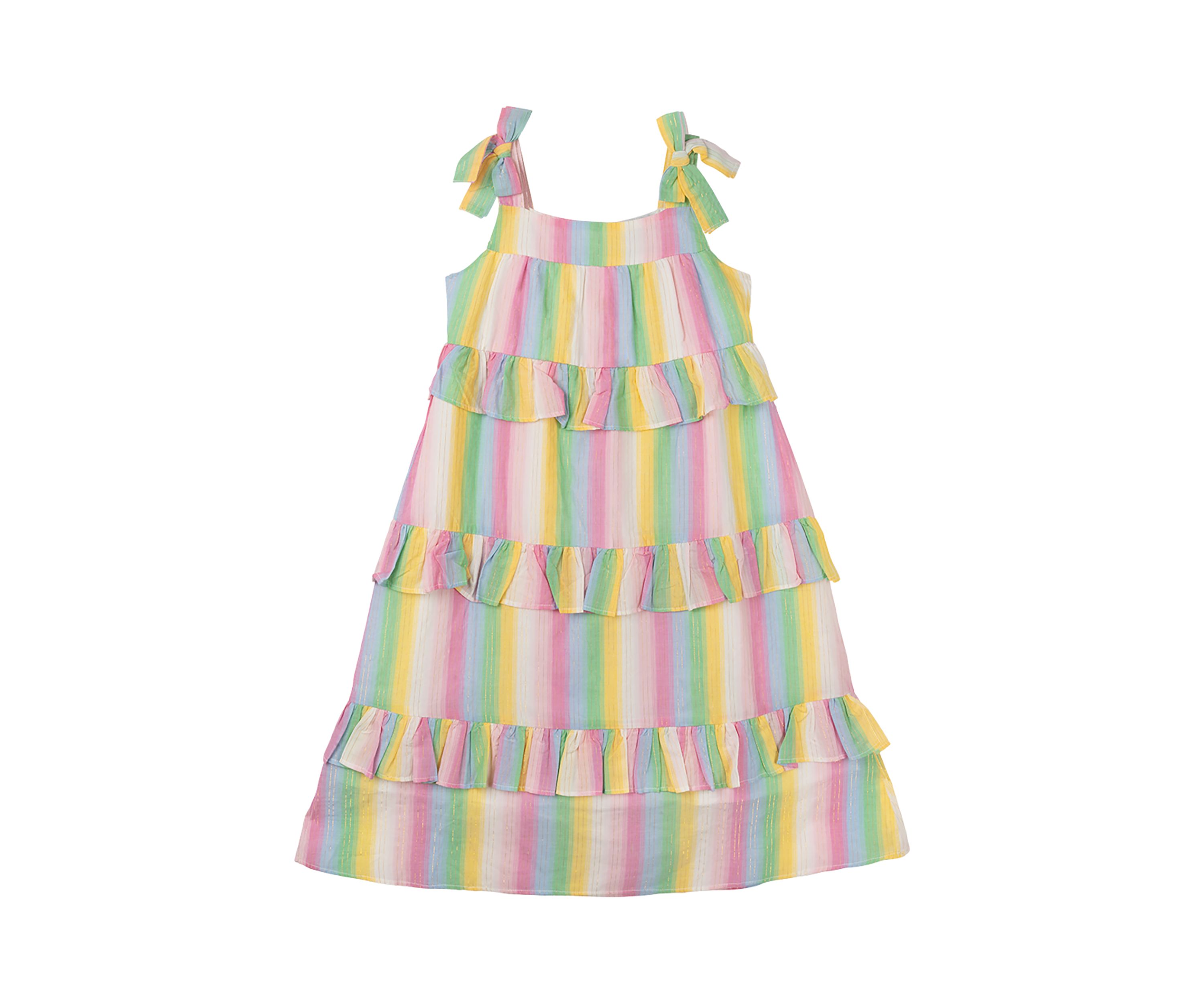 Toddler Girls Striped Midi Ruffle Dress