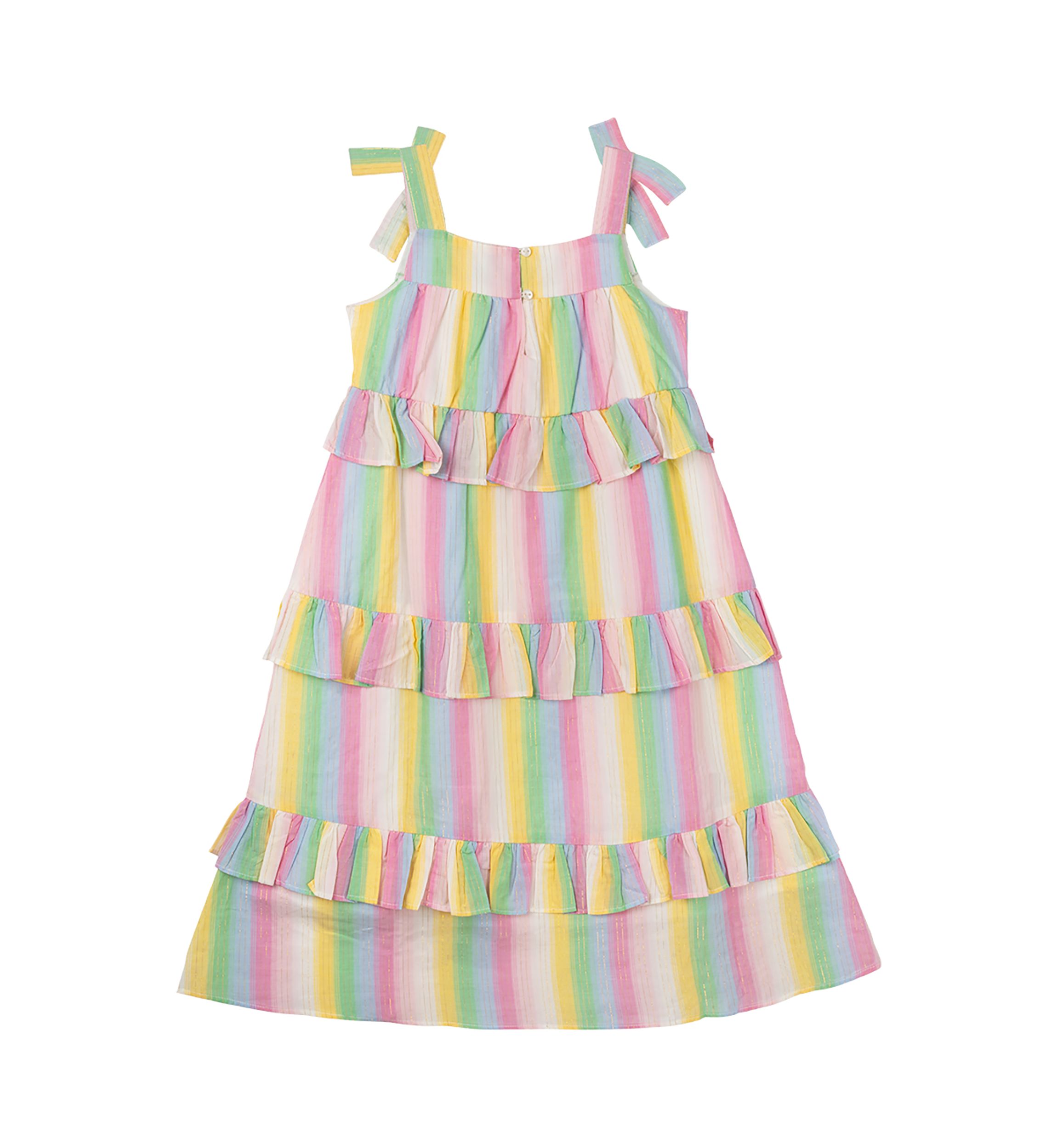 Toddler Girls Striped Midi Ruffle Dress