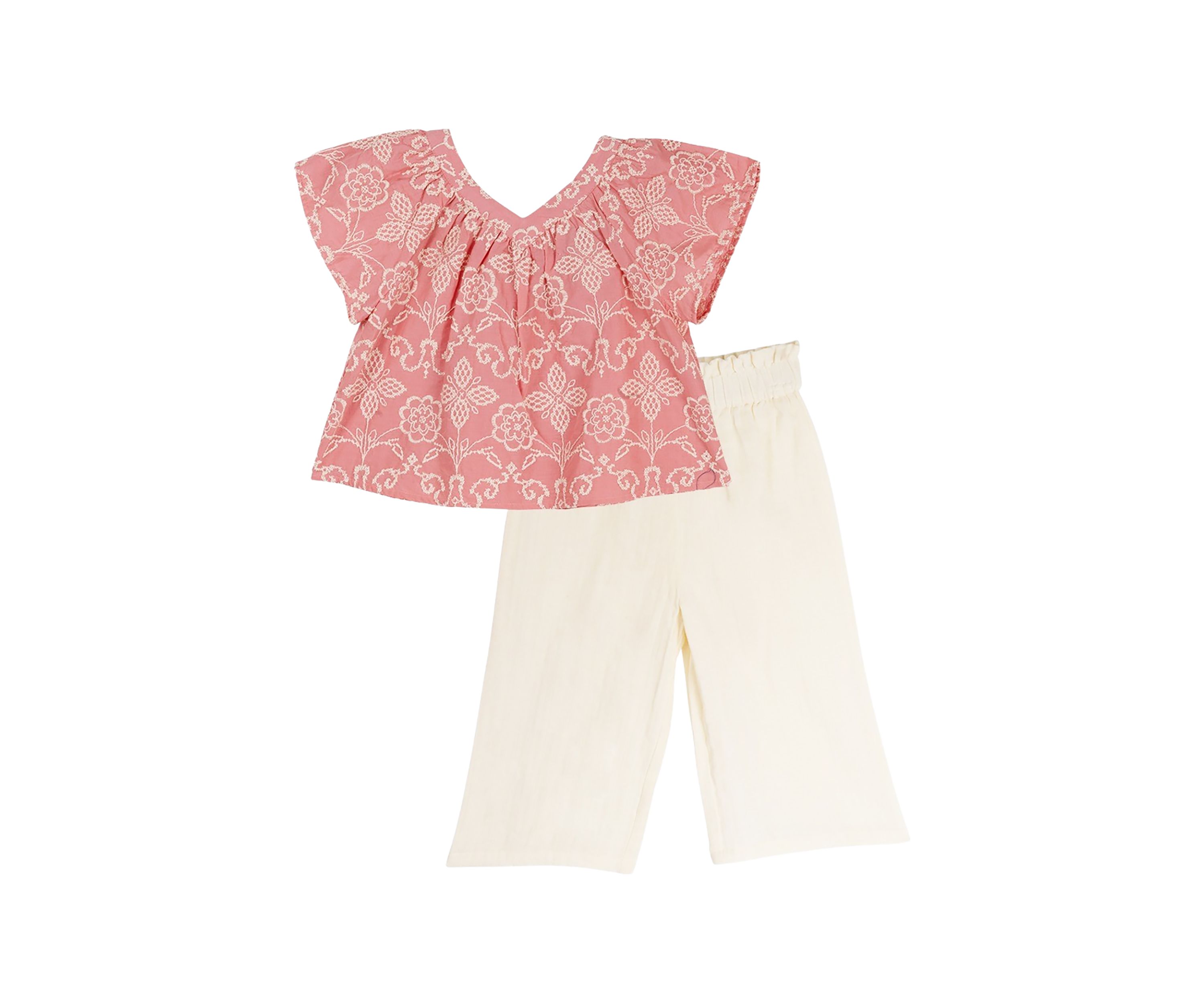 Toddler Girls Embroidered Top and Capri Pants Set