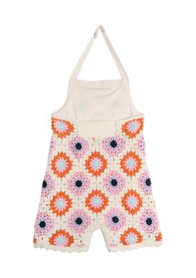 Toddler Girls Printed Crochet Romper