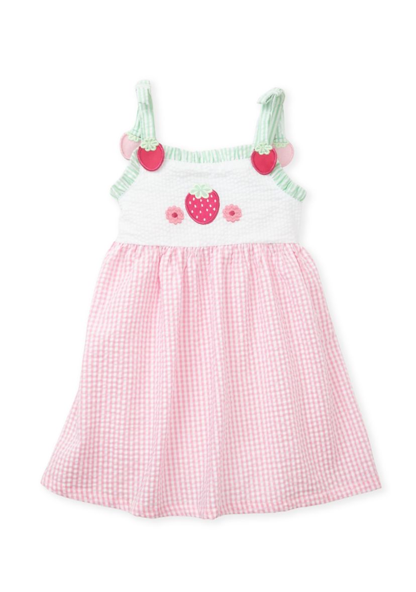 Toddler Girls Sleeveless Strawberry  Seersucker Sundress