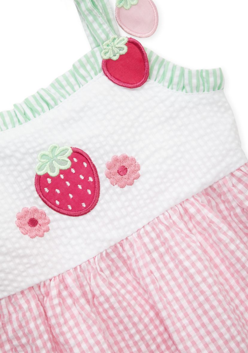 Toddler Girls Sleeveless Strawberry  Seersucker Sundress