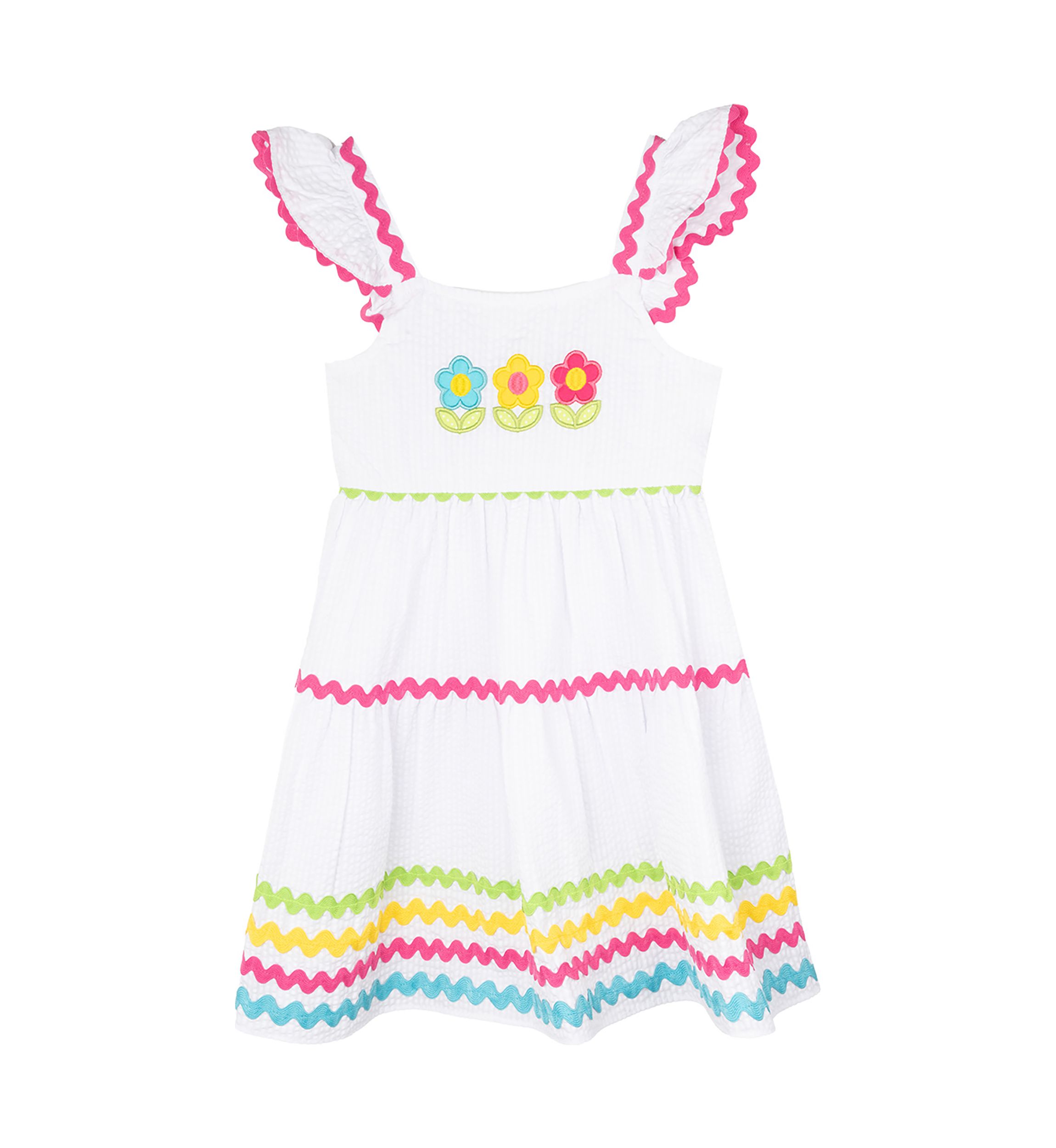 Toddler Girls Ric Rac Floral Seersucker Dress