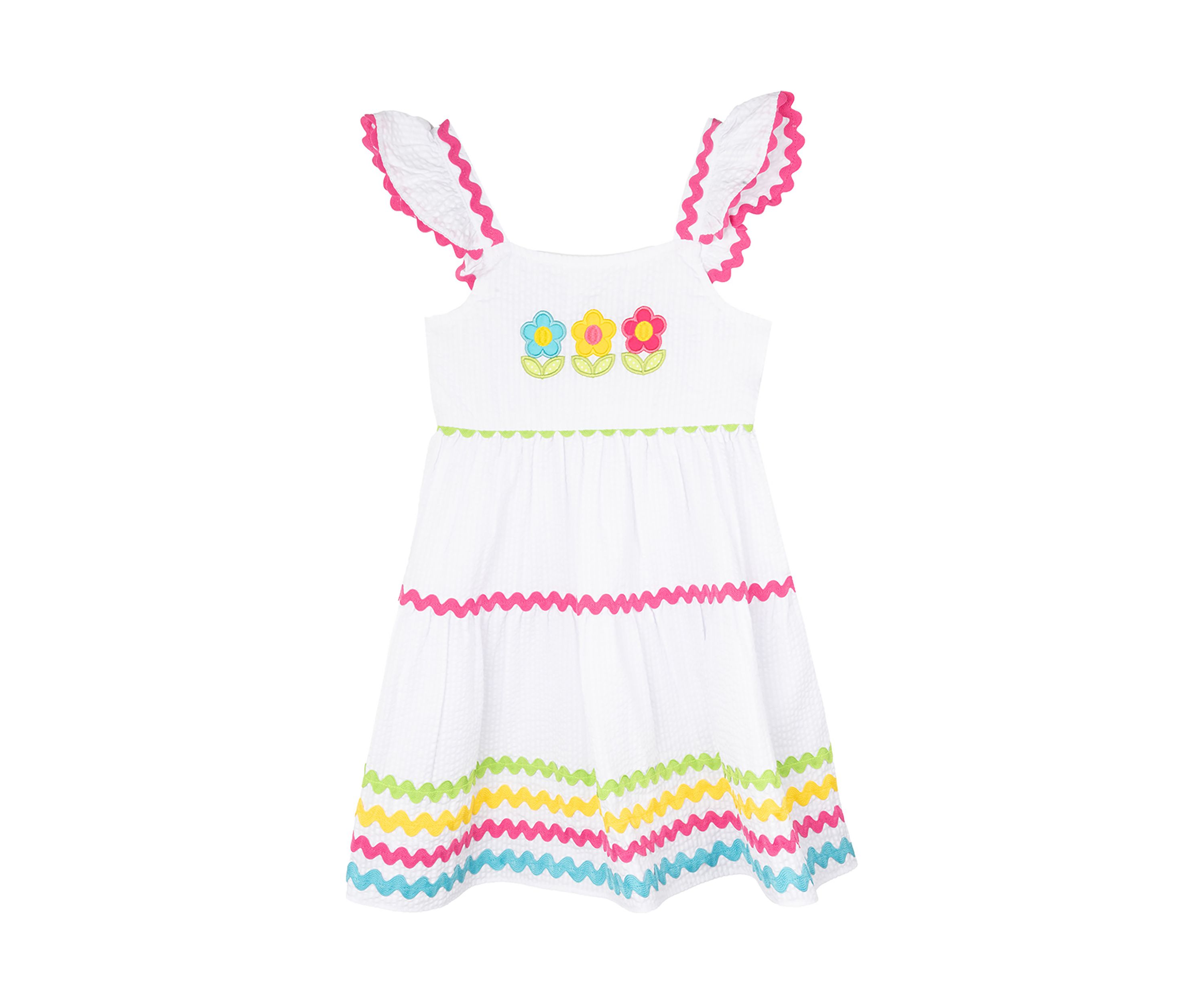 Toddler Girls Ric Rac Floral Seersucker Dress