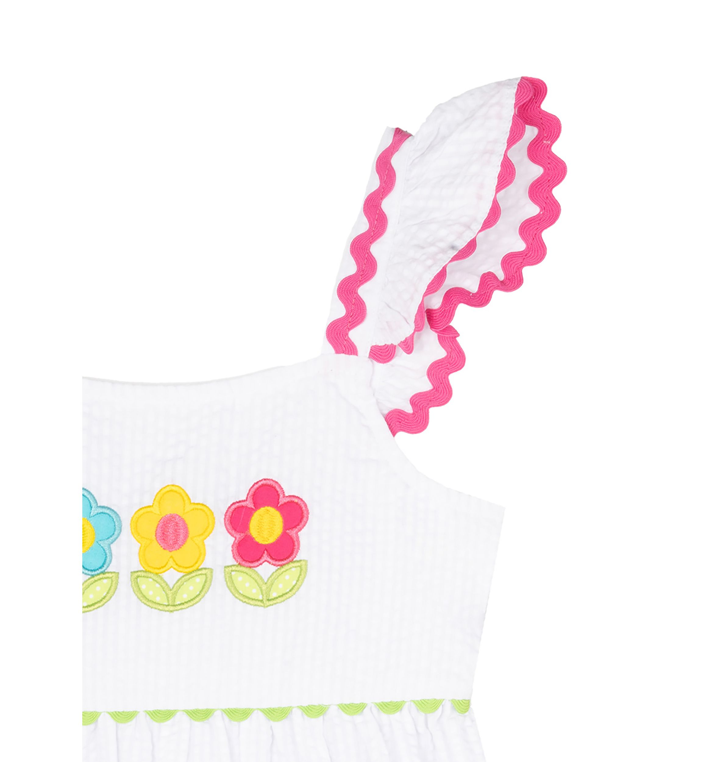 Toddler Girls Ric Rac Floral Seersucker Dress