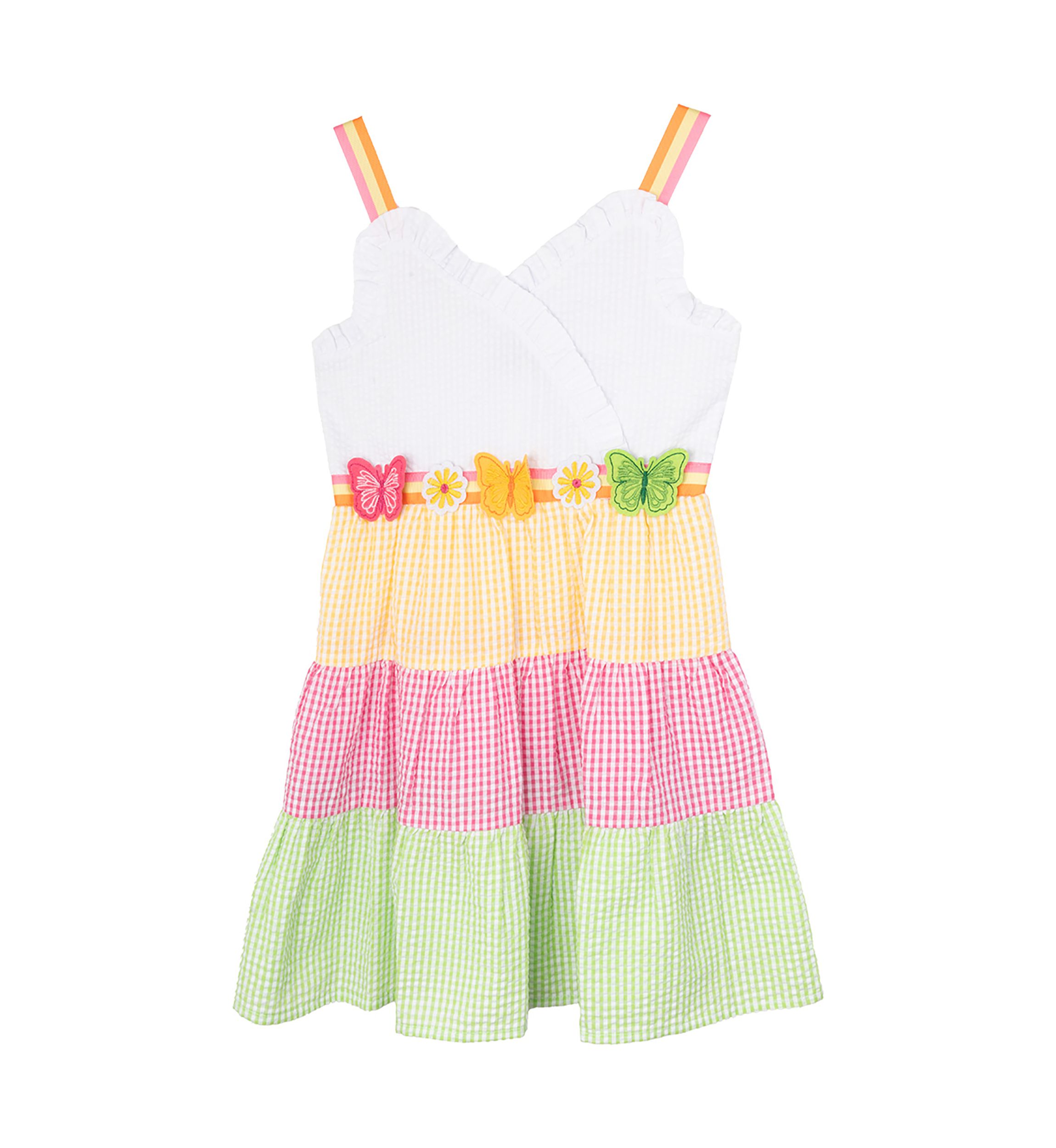 Toddler Girls Color Blocked Seersucker Dress