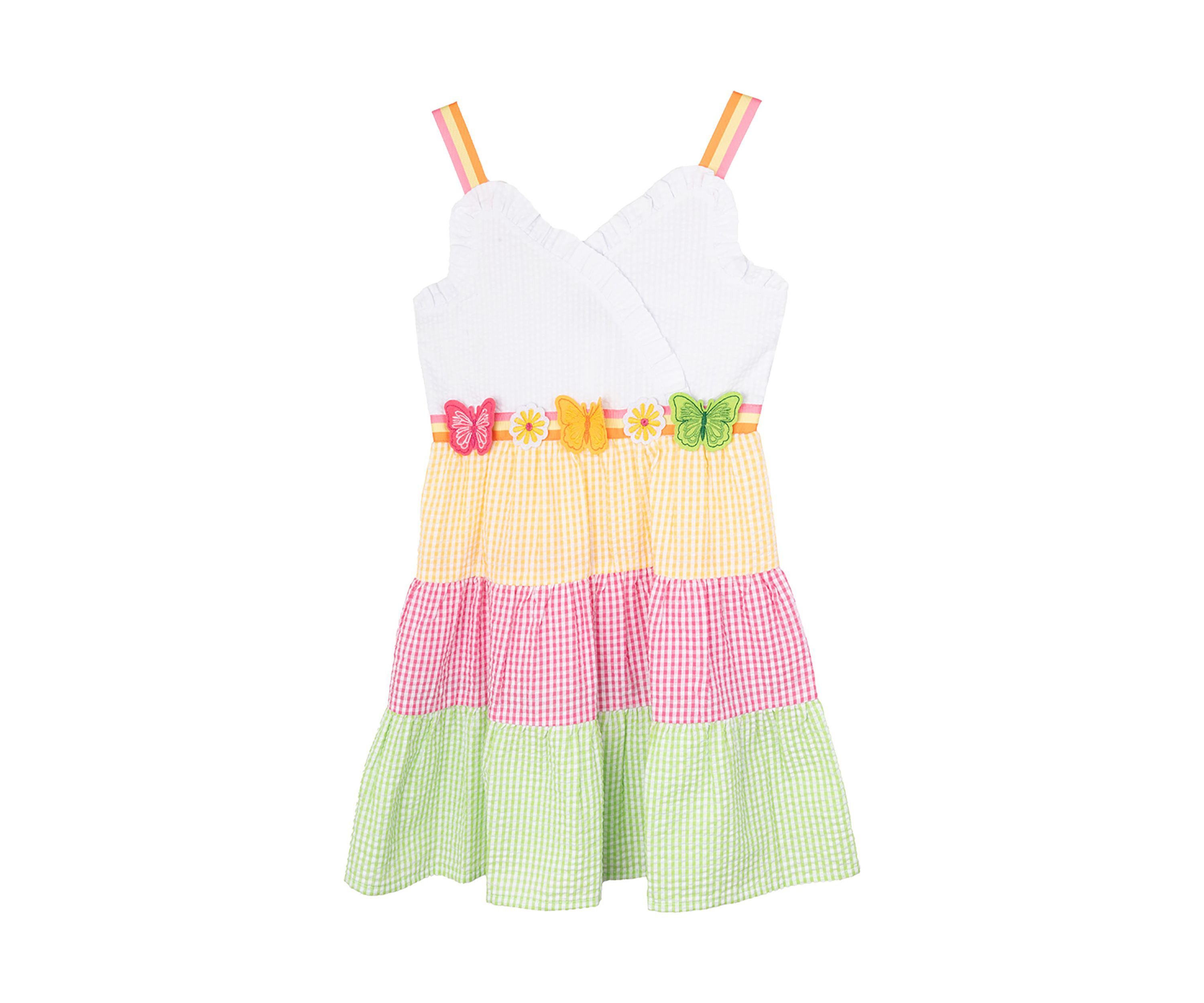 Toddler Girls Color Blocked Seersucker Dress