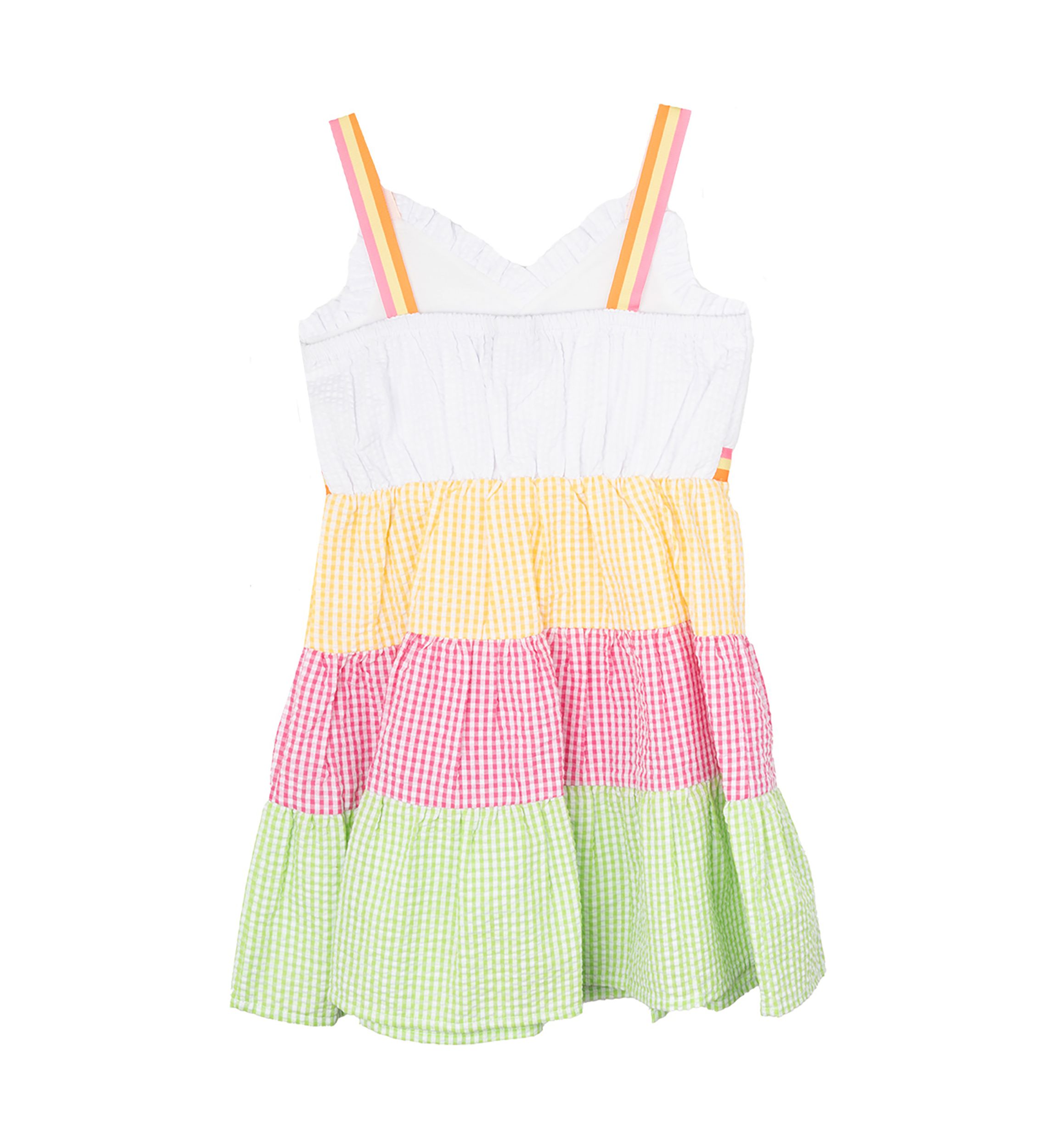 Toddler Girls Color Blocked Seersucker Dress