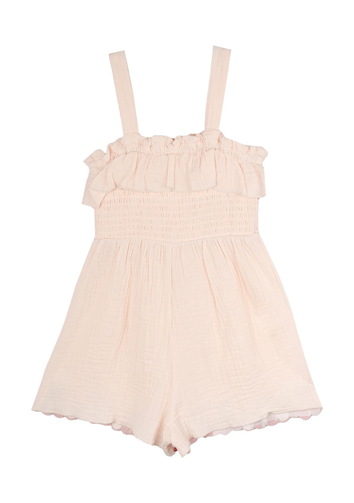 Pink Gauze Cherry Embroidered Smocked Dress