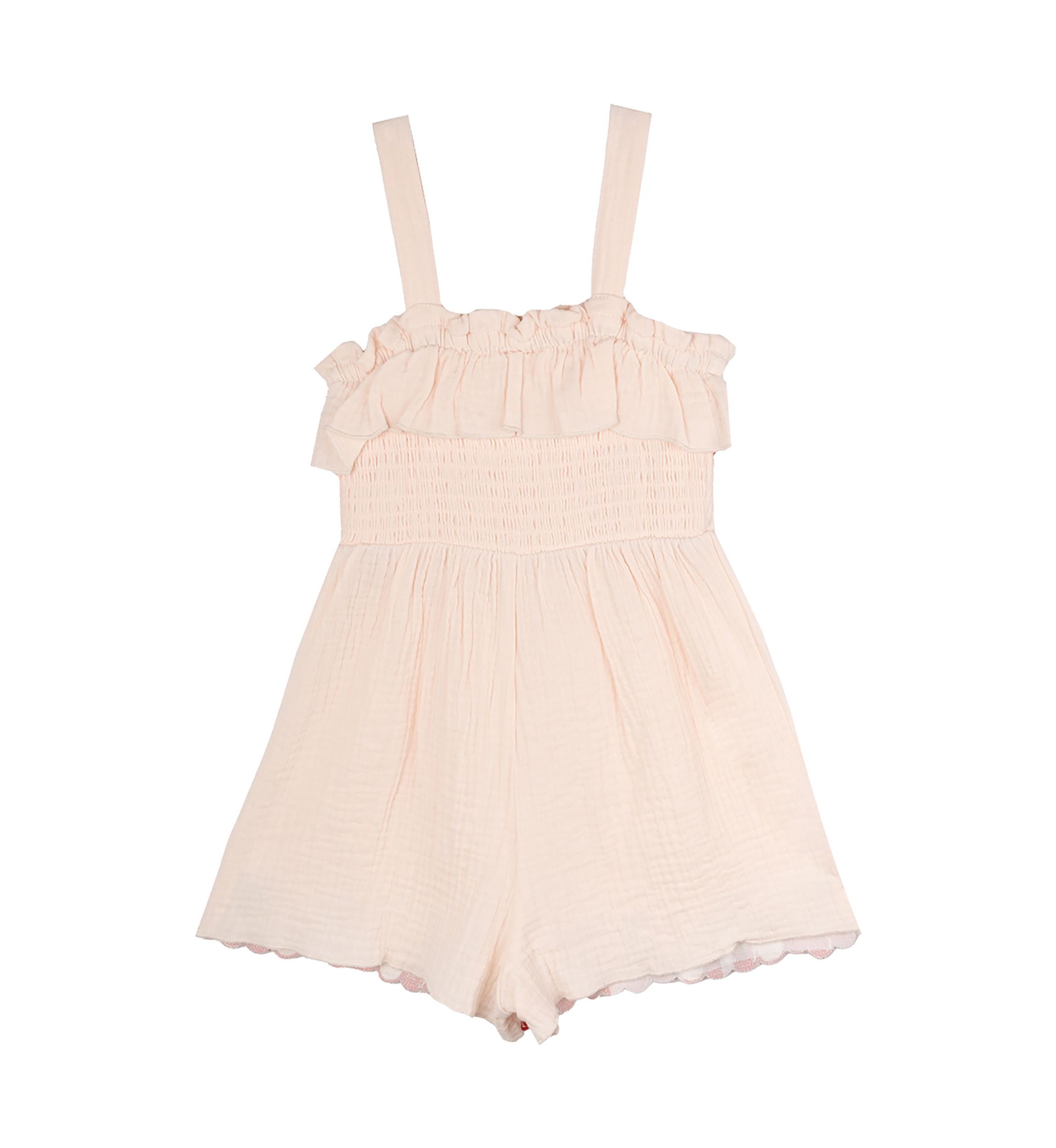 Pink Gauze Cherry Embroidered Smocked Dress