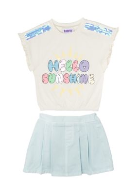 Rare Editions Toddler Girls Hello Sunshine Graphic Top and Skort Set, 4T