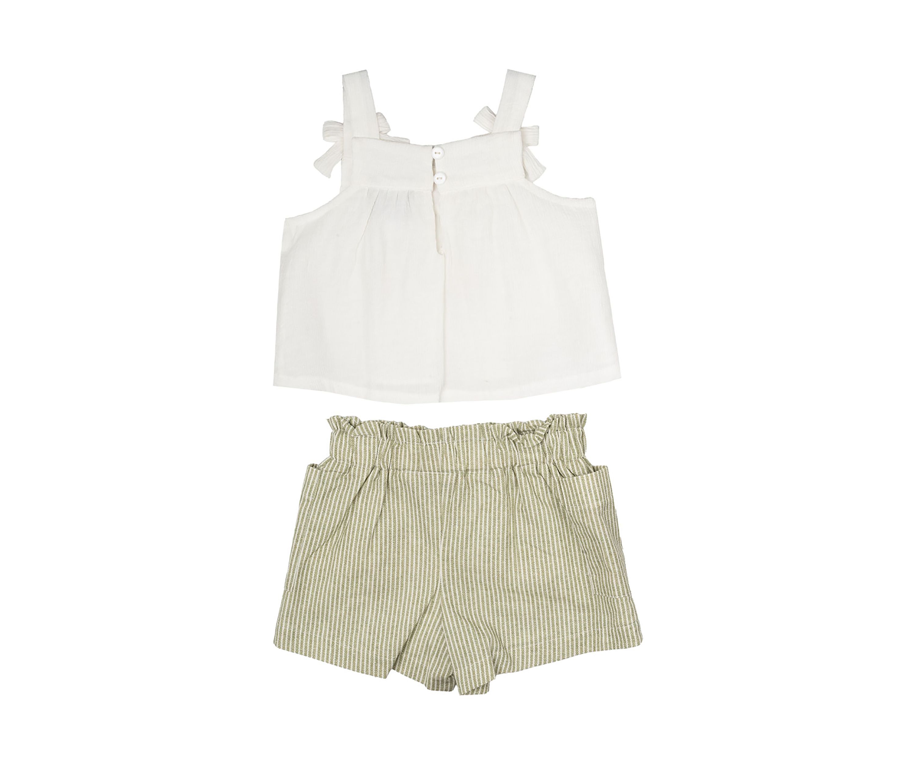 Toddler Girls Embroidered Top with Linen Shorts