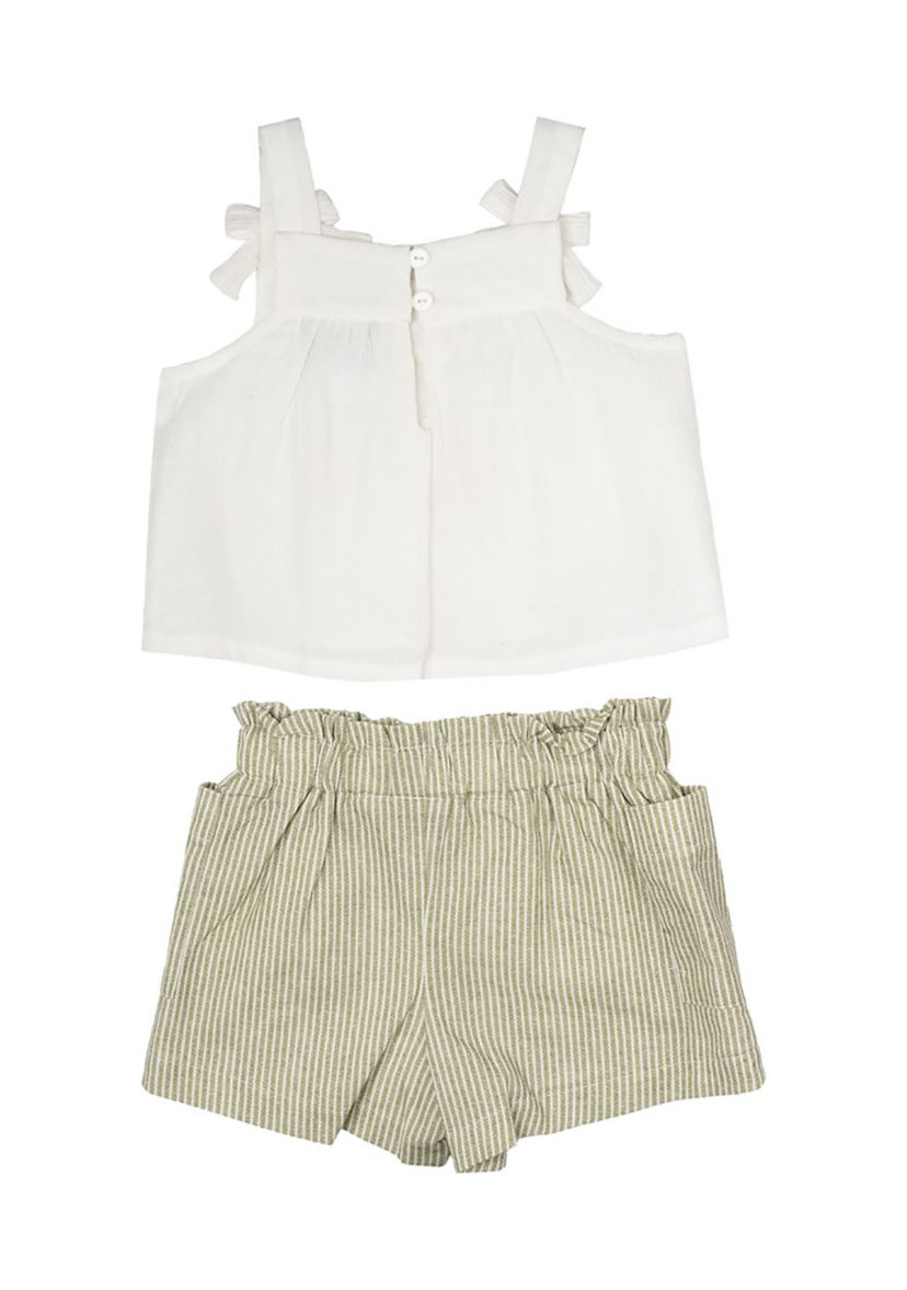 Toddler Girls Embroidered Top with Linen Shorts