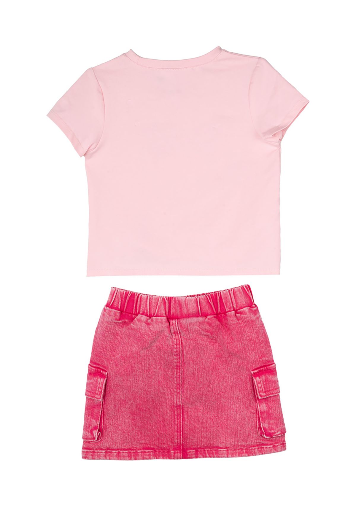 Toddler Girls Smiley Graphic T-Shirt and Denim Skirt Set