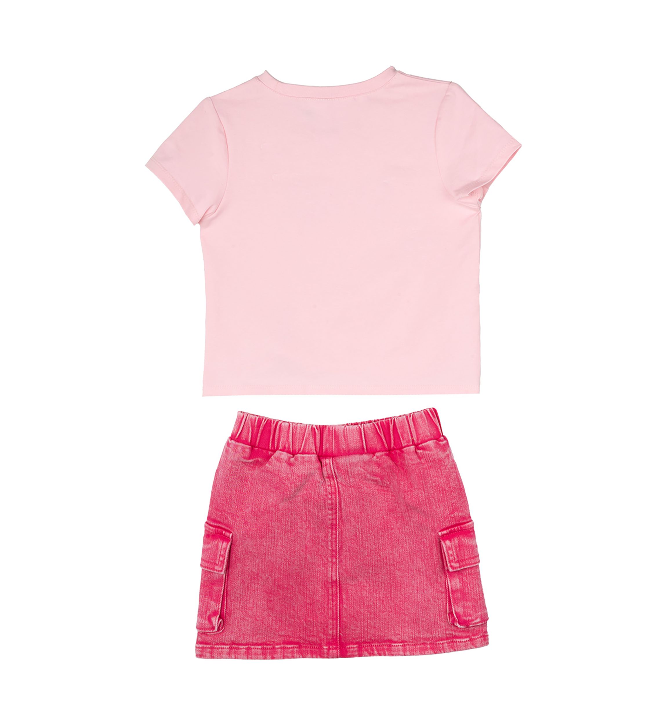 Toddler Girls Smiley Graphic T-Shirt and Denim Skirt Set