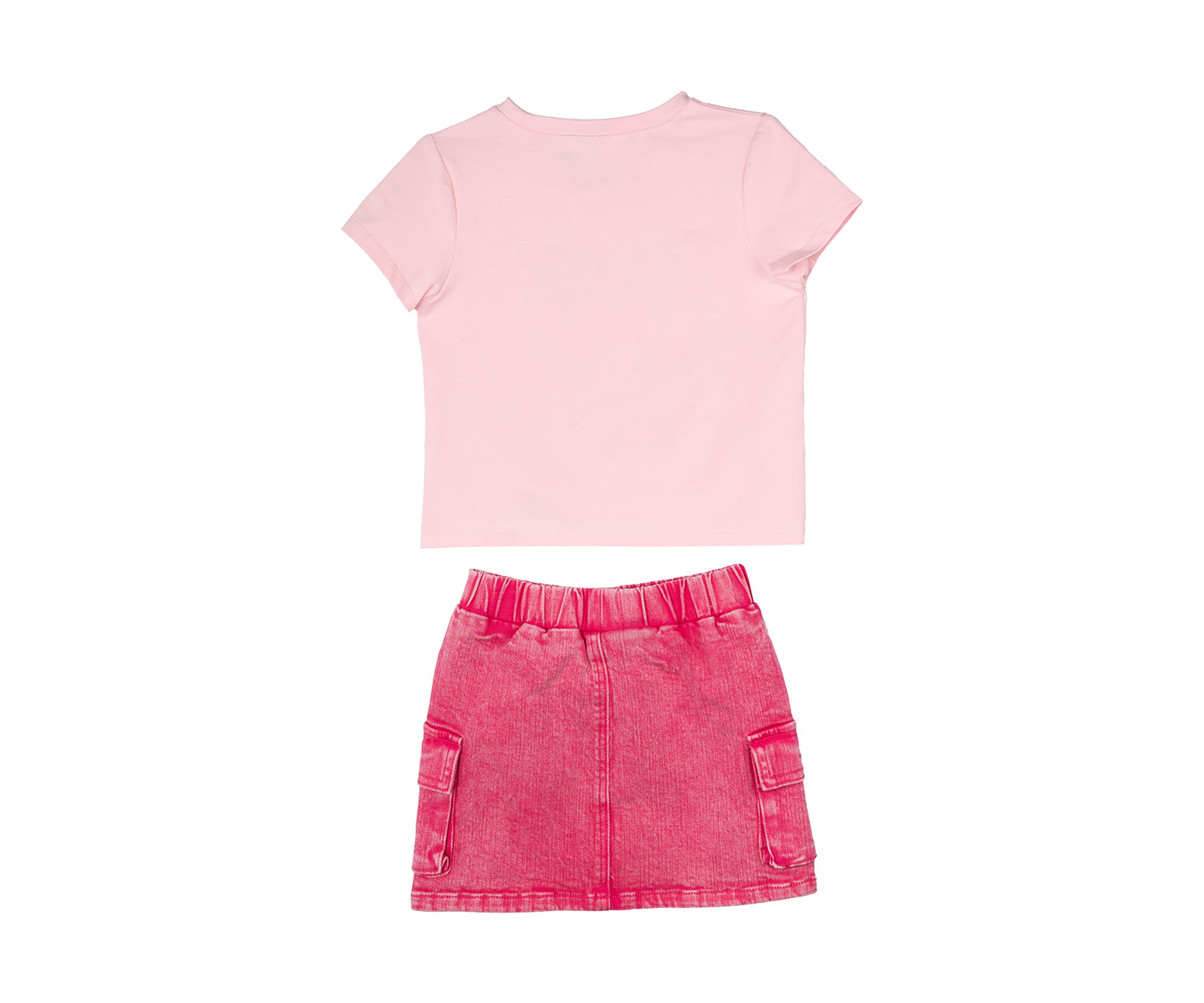 Toddler Girls Smiley Graphic T-Shirt and Denim Skirt Set
