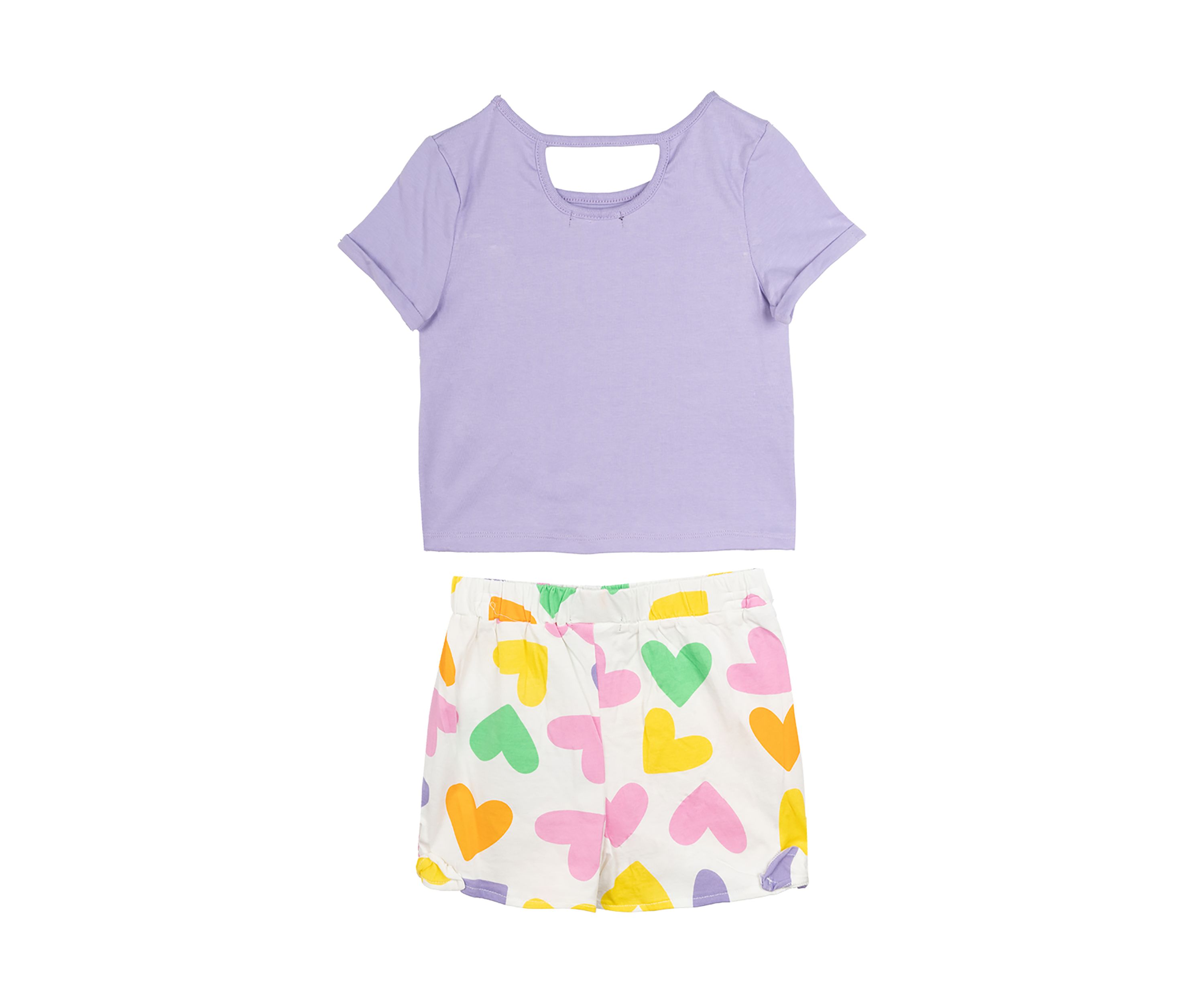 Toddler Girls Happy Face Graphic T-Shirt and Printed Shorts Set