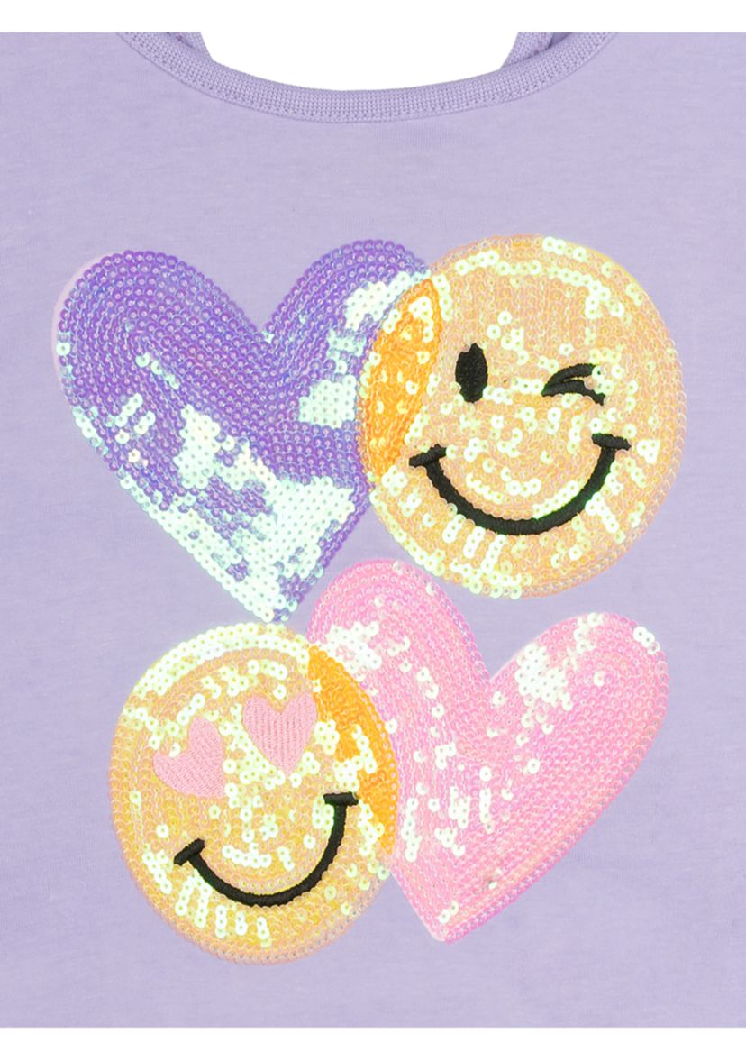 Toddler Girls Happy Face Graphic T-Shirt and Printed Shorts Set