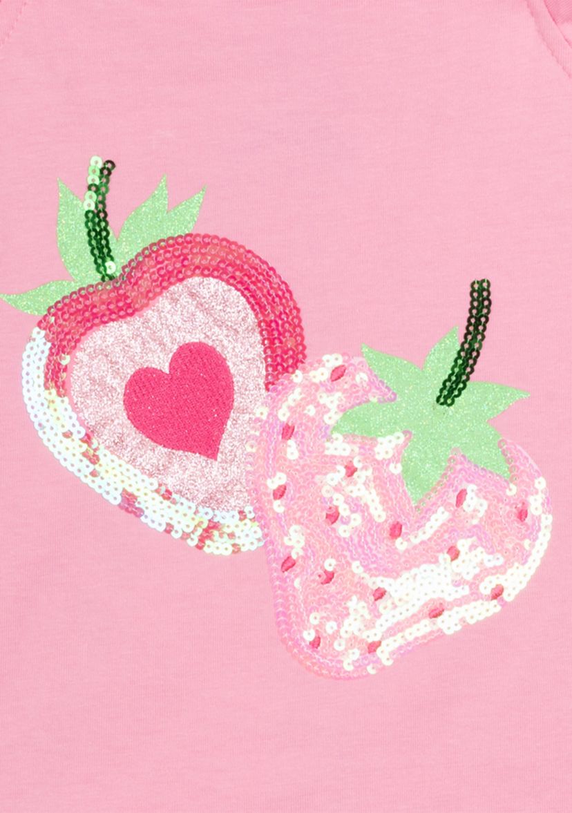 Toddler Girls Graphic T-Shirt and Strawberry Printed Shorts Set
