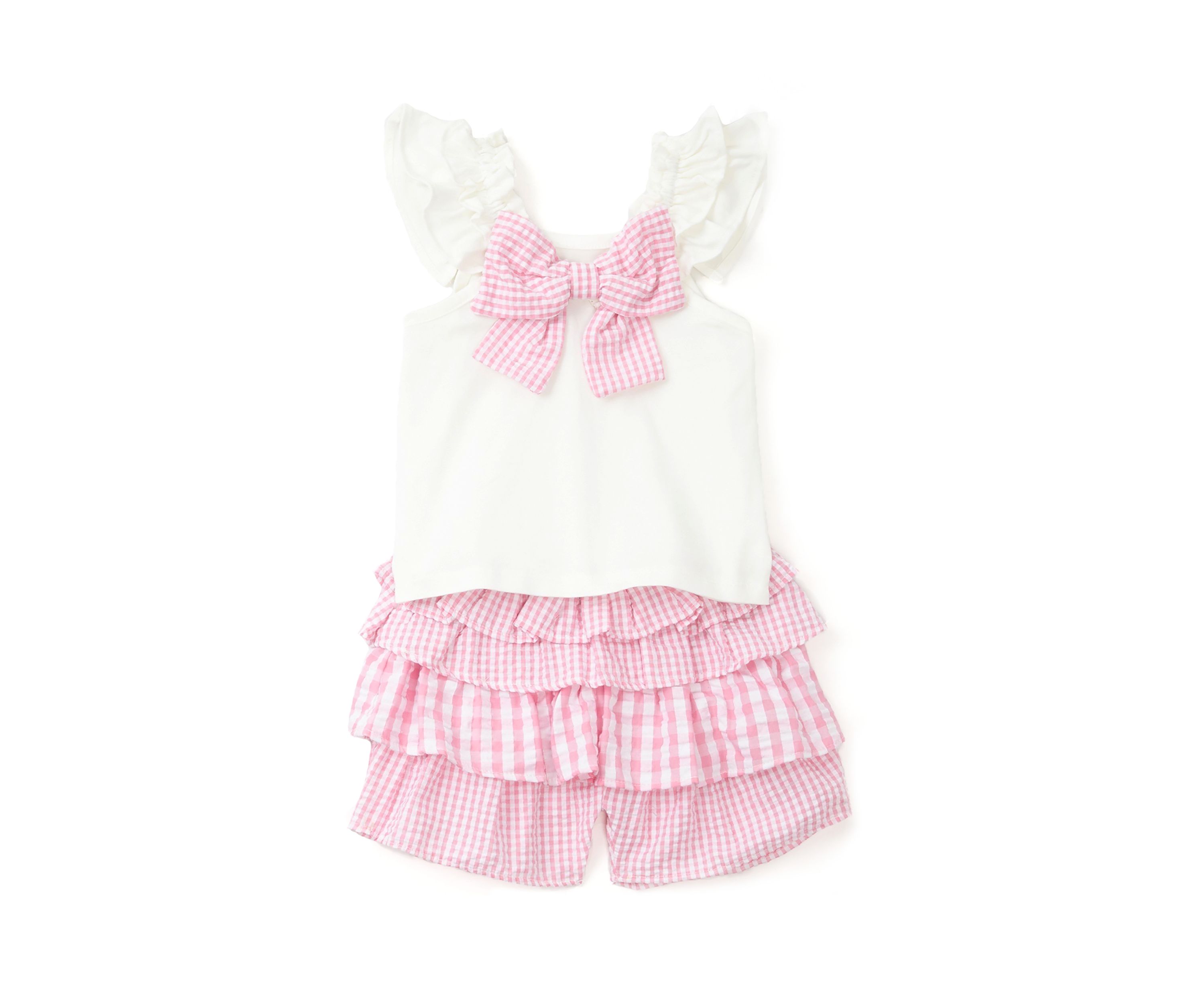 Toddler Girls Knit Top and Seersucker Shorts Set
