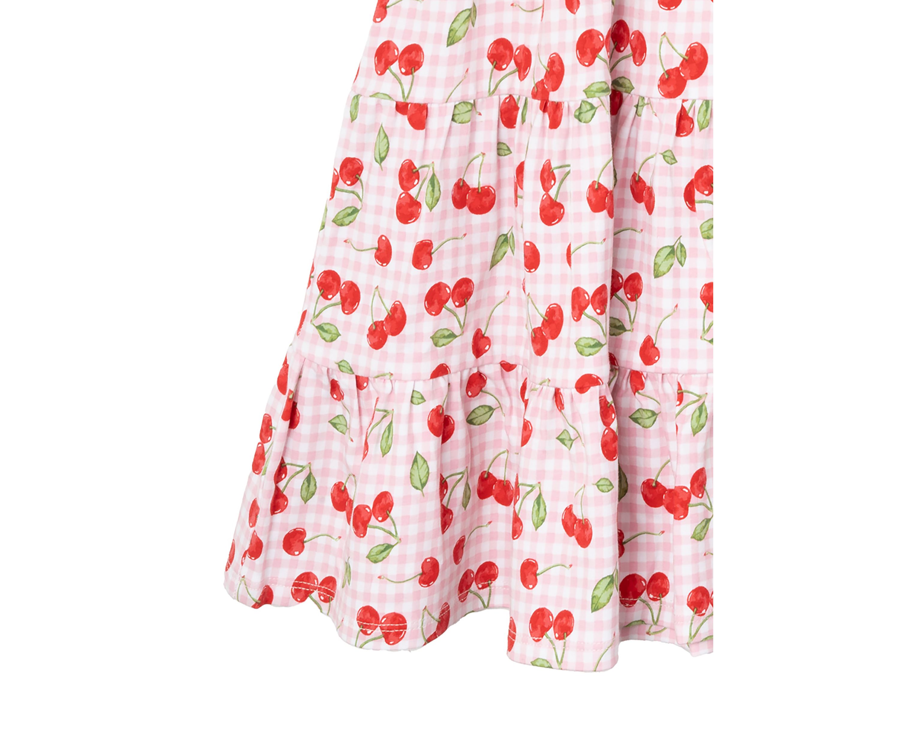 Toddler Girls Cherry Check Printed Dress