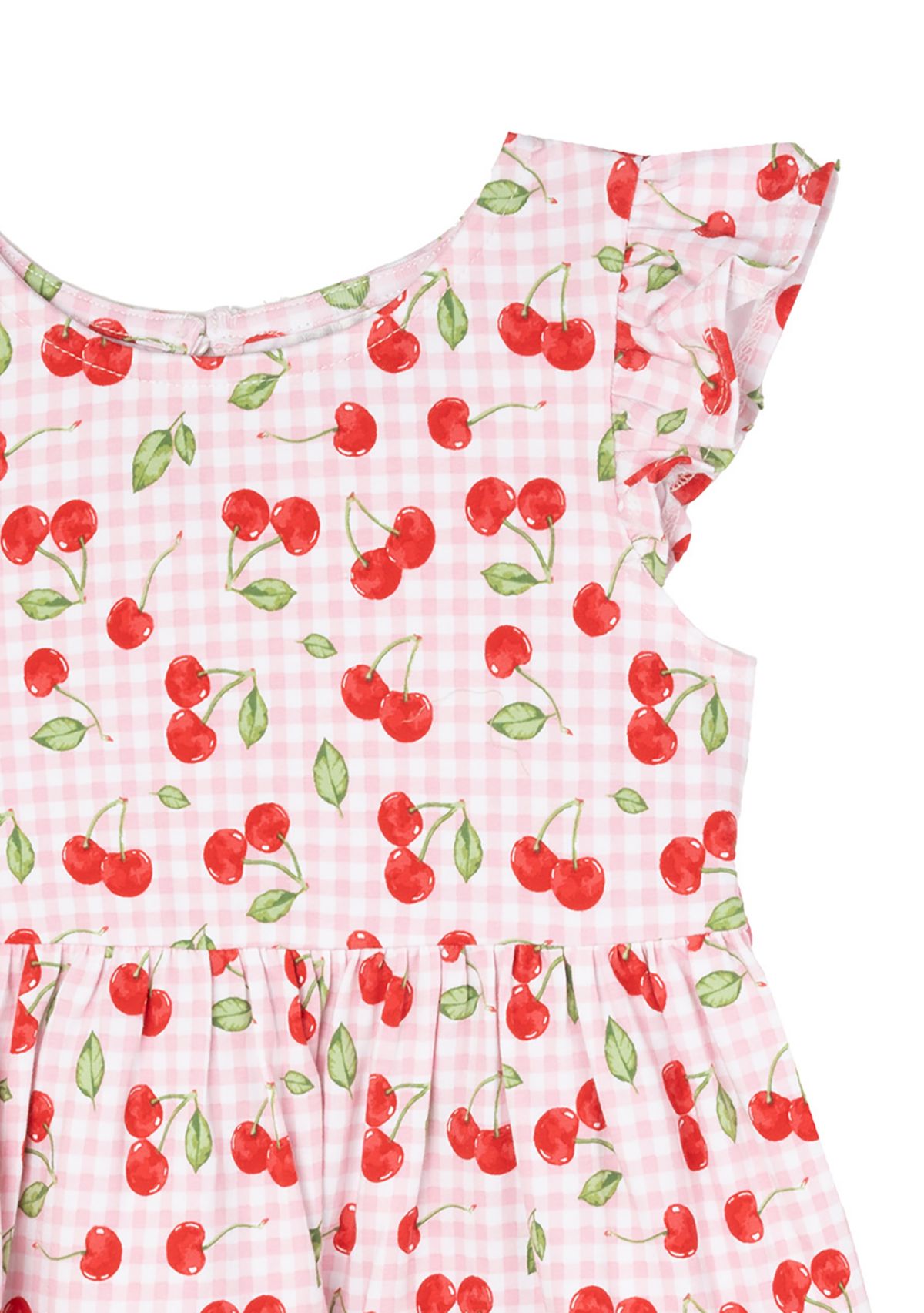 Toddler Girls Cherry Check Printed Dress