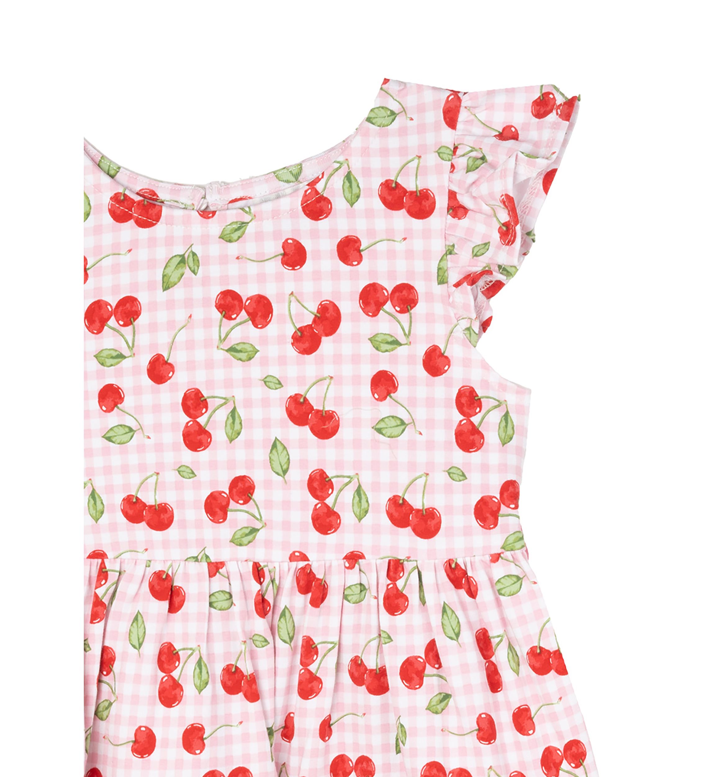 Toddler Girls Cherry Check Printed Dress