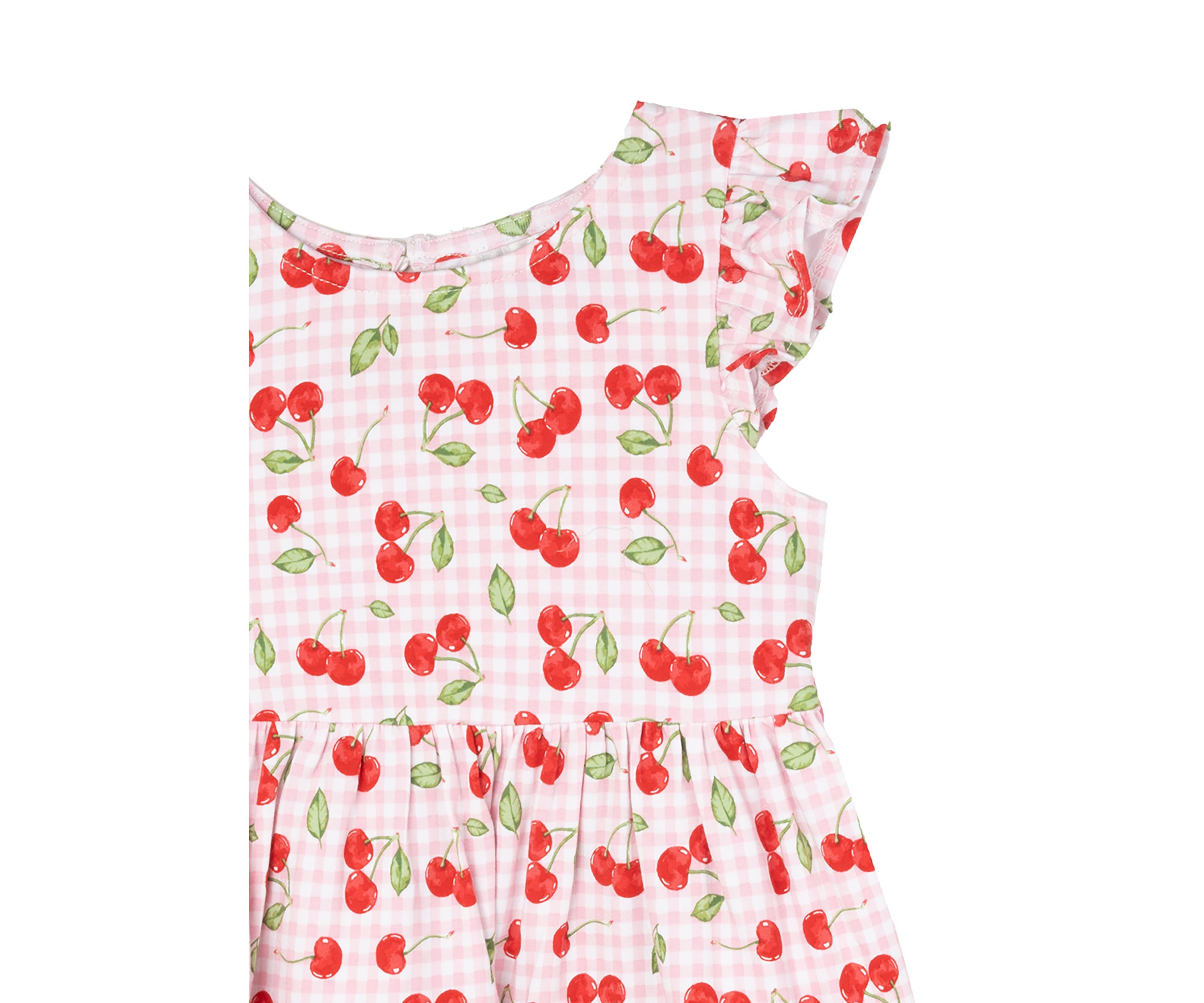 Toddler Girls Cherry Check Printed Dress