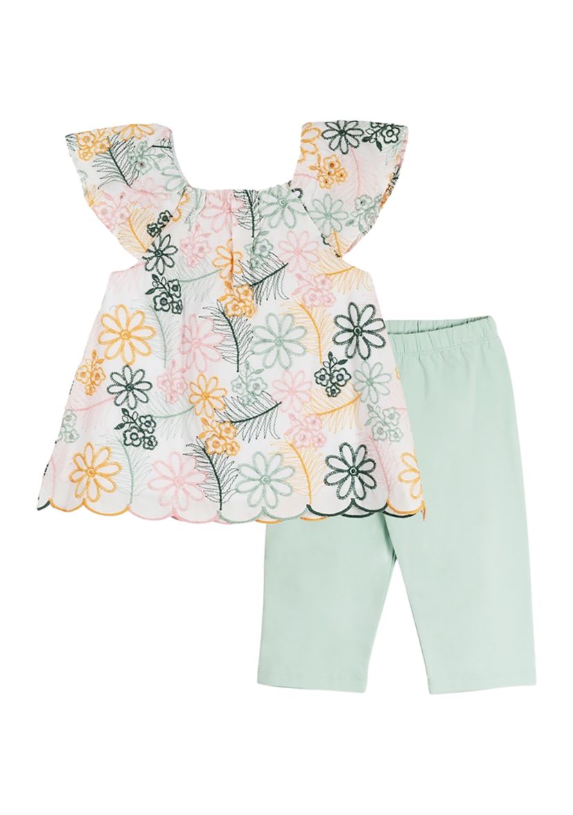 Baby Girls Embroidered Top and Knit Leggings Set
