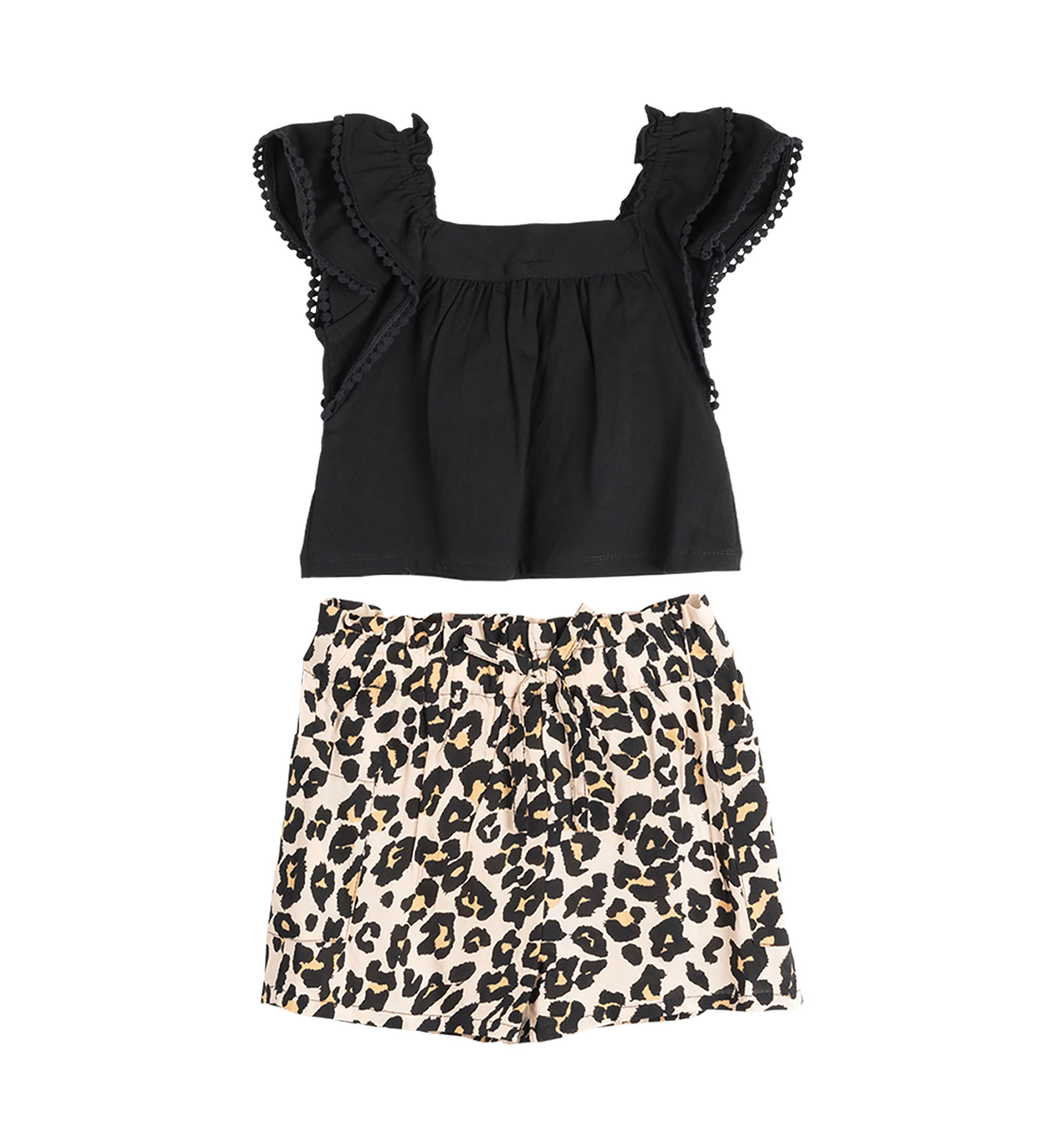 Baby Girls Ruffle Cheetah Printed Top and Shorts Set