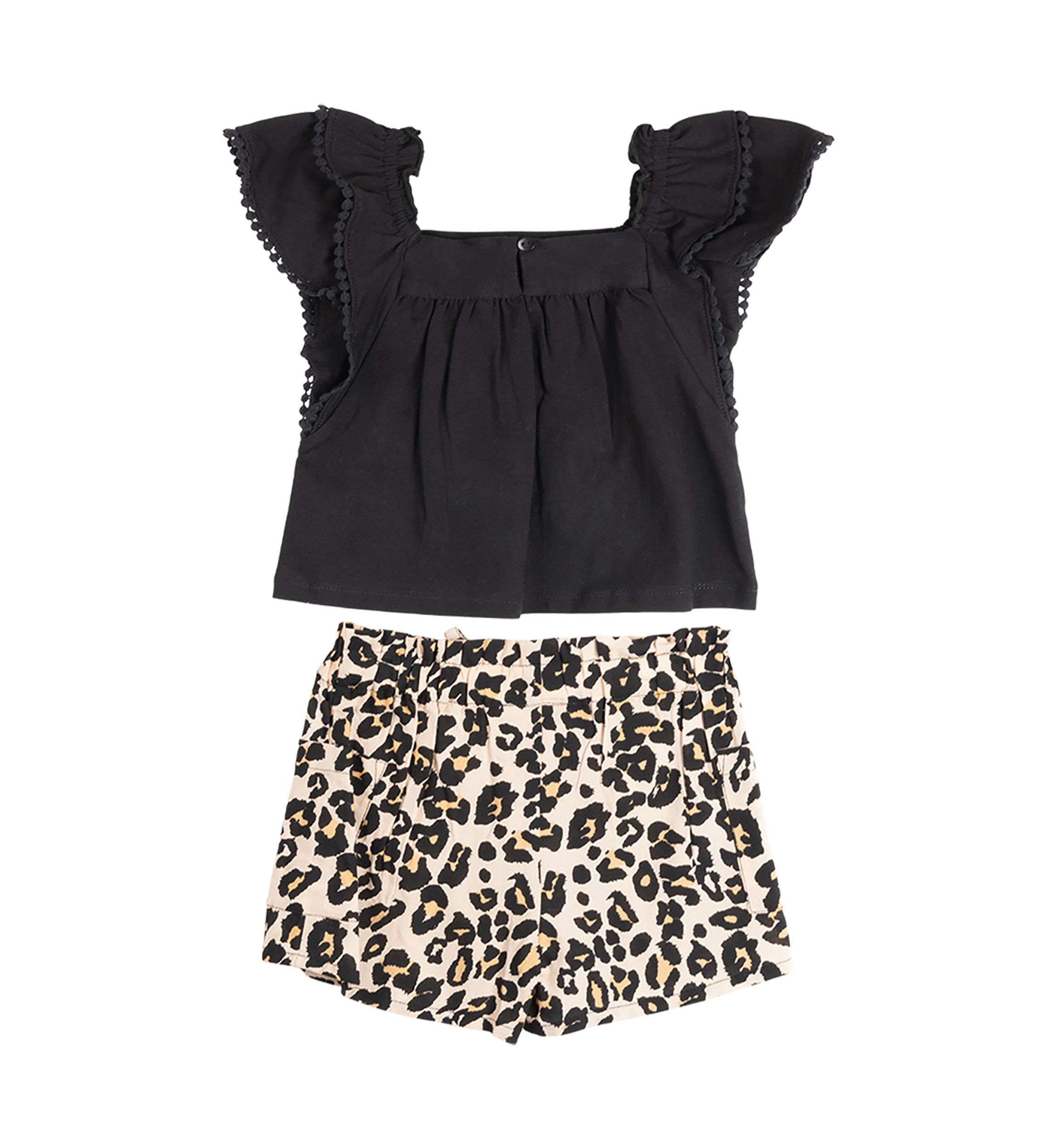 Baby Girls Ruffle Cheetah Printed Top and Shorts Set
