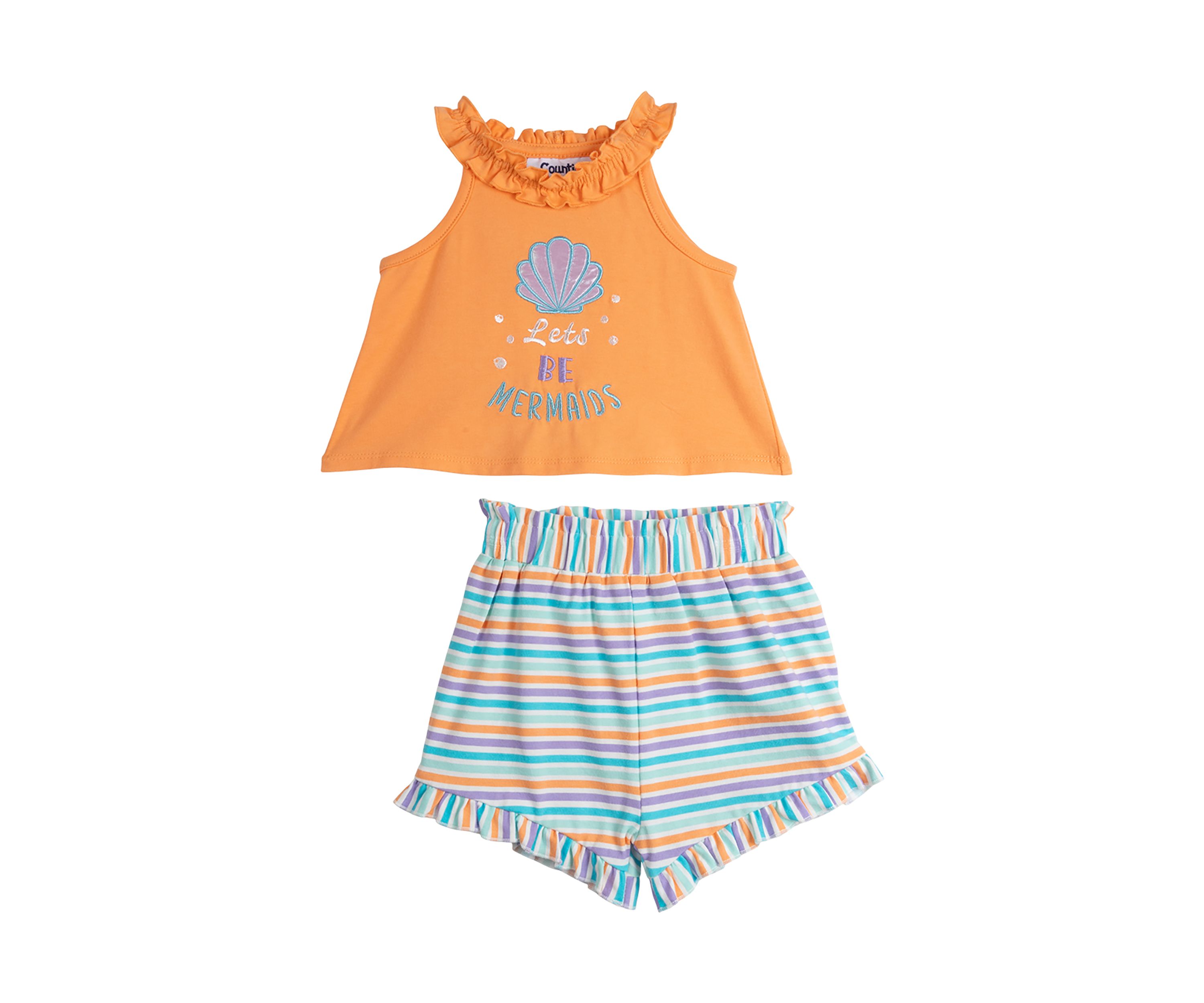 Baby Girls Lets Be Mermaids Knit Appliqué Top and Printed Shorts