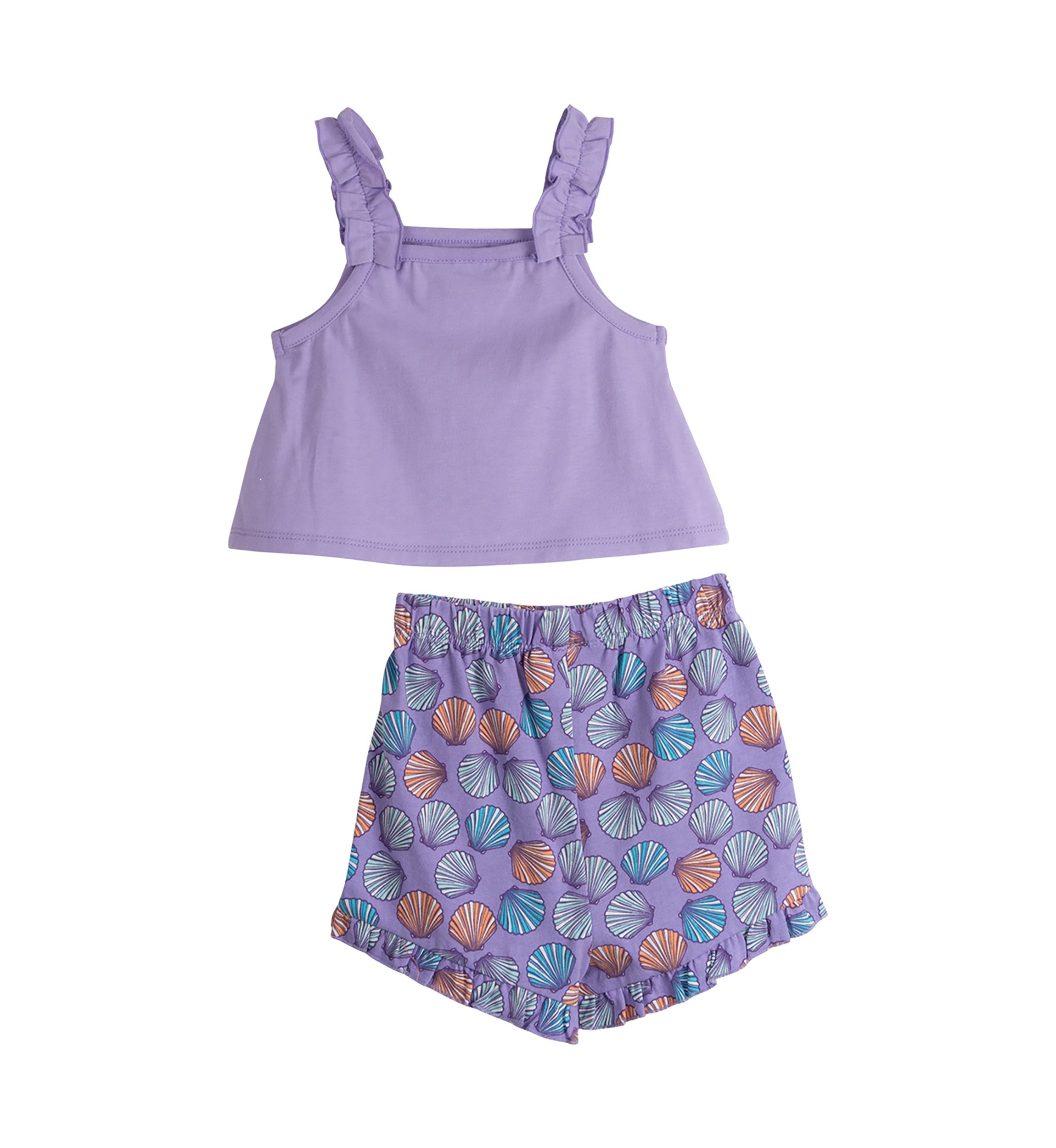 Baby Girls Mini Mermaid Appliqué Knit Top and Printed Shorts