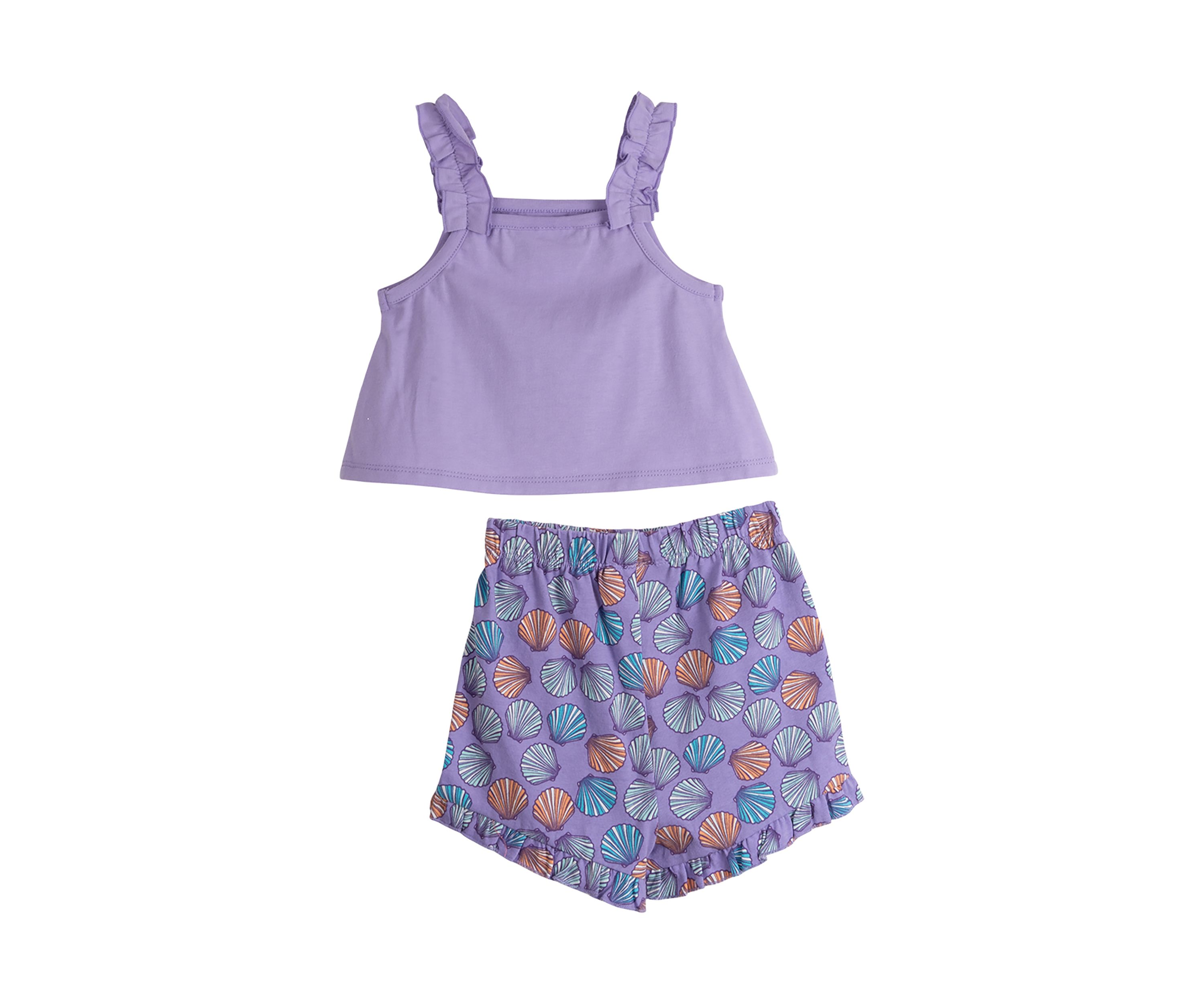 Baby Girls Mini Mermaid Appliqué Knit Top and Printed Shorts