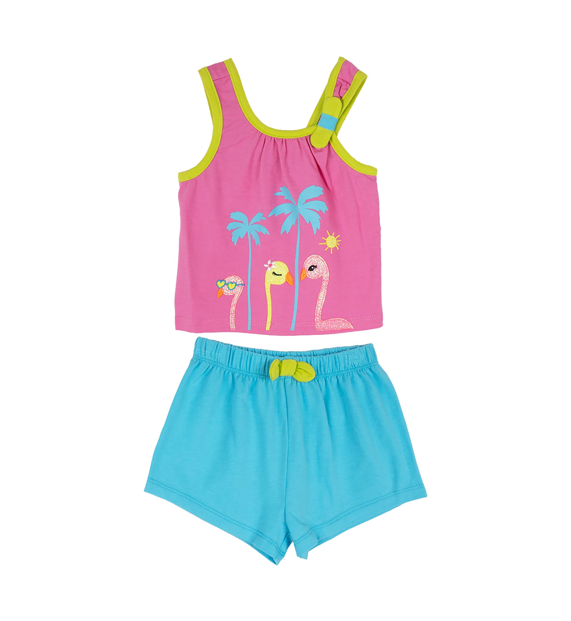 Baby Girls Flamingo Graphic Top and Shorts Set