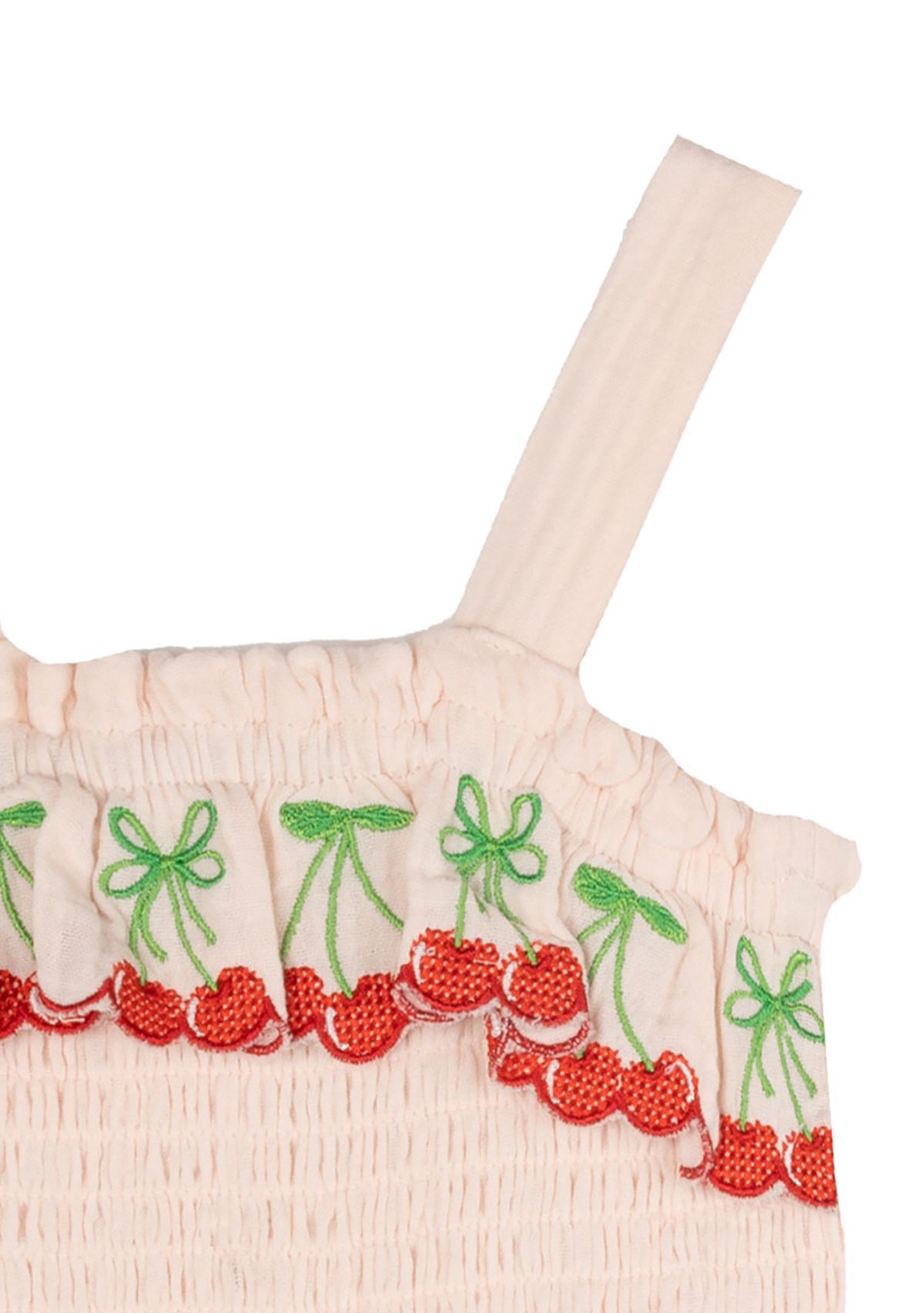 Baby Girls Gauze Knit Cherry Embroidered Romper