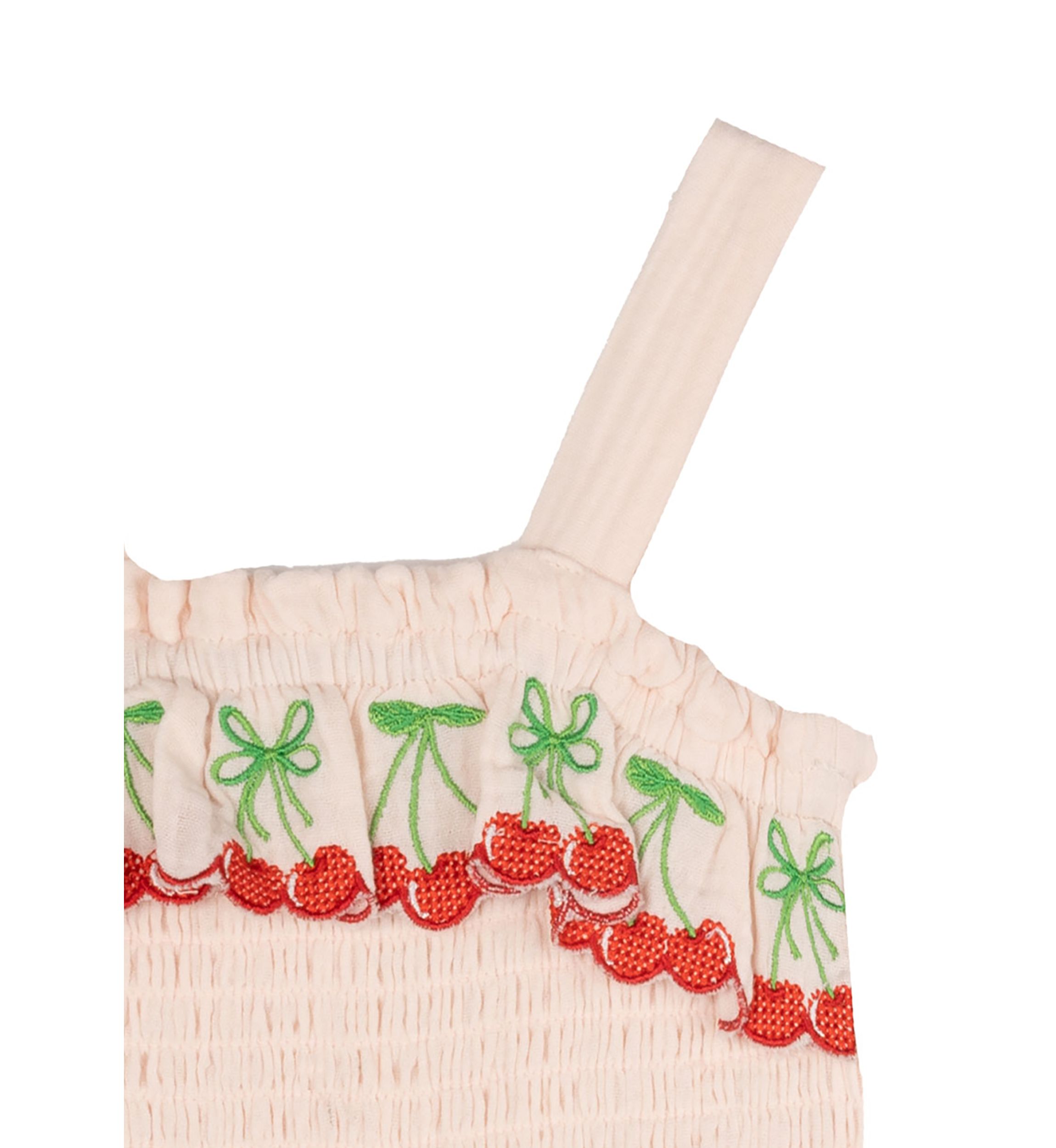 Baby Girls Gauze Knit Cherry Embroidered Romper