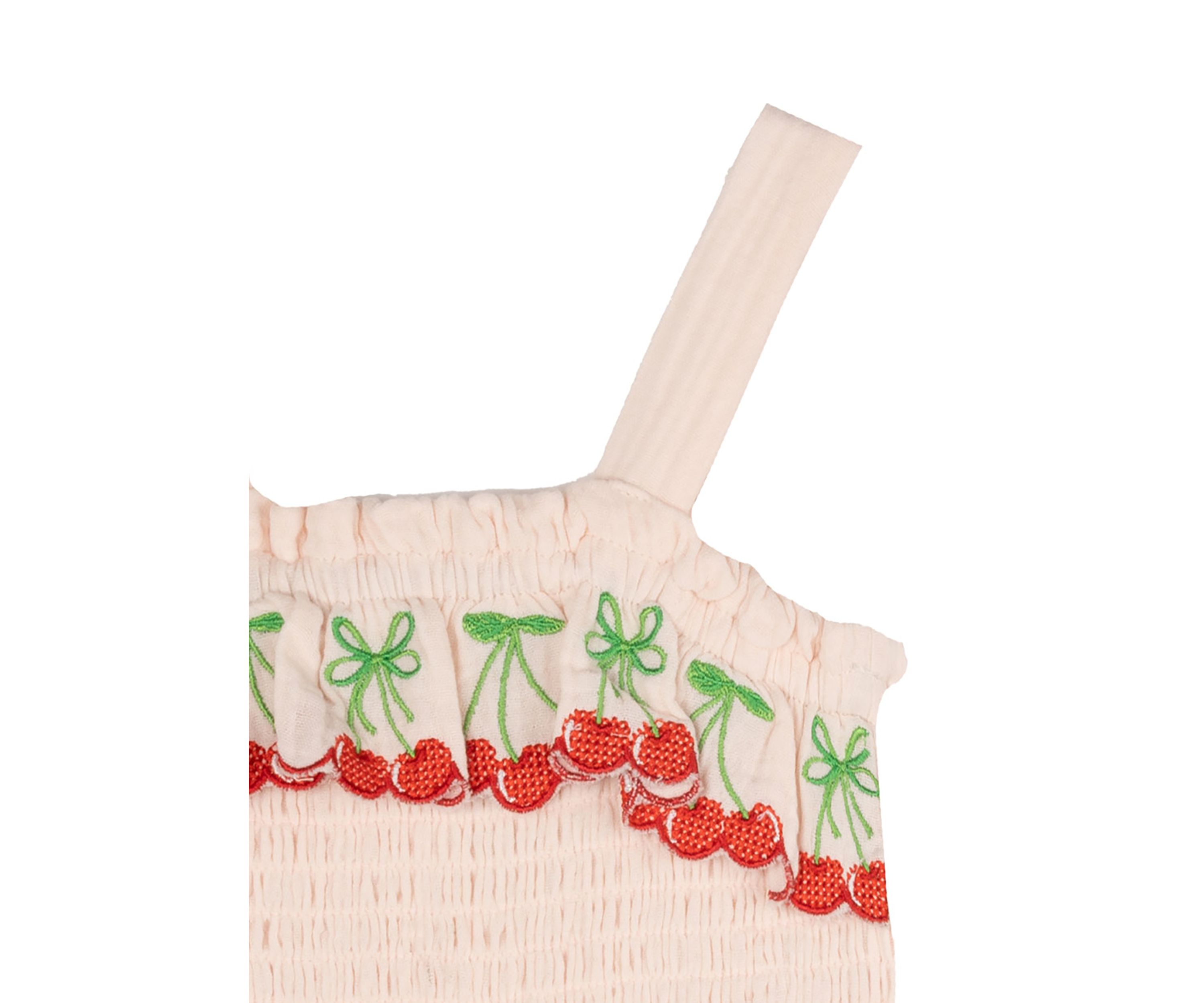 Baby Girls Gauze Knit Cherry Embroidered Romper
