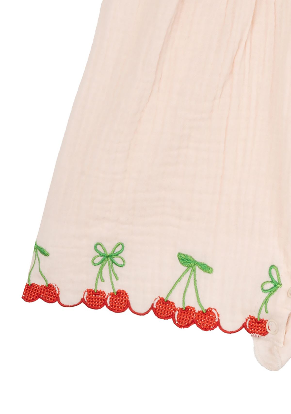 Baby Girls Gauze Knit Cherry Embroidered Romper