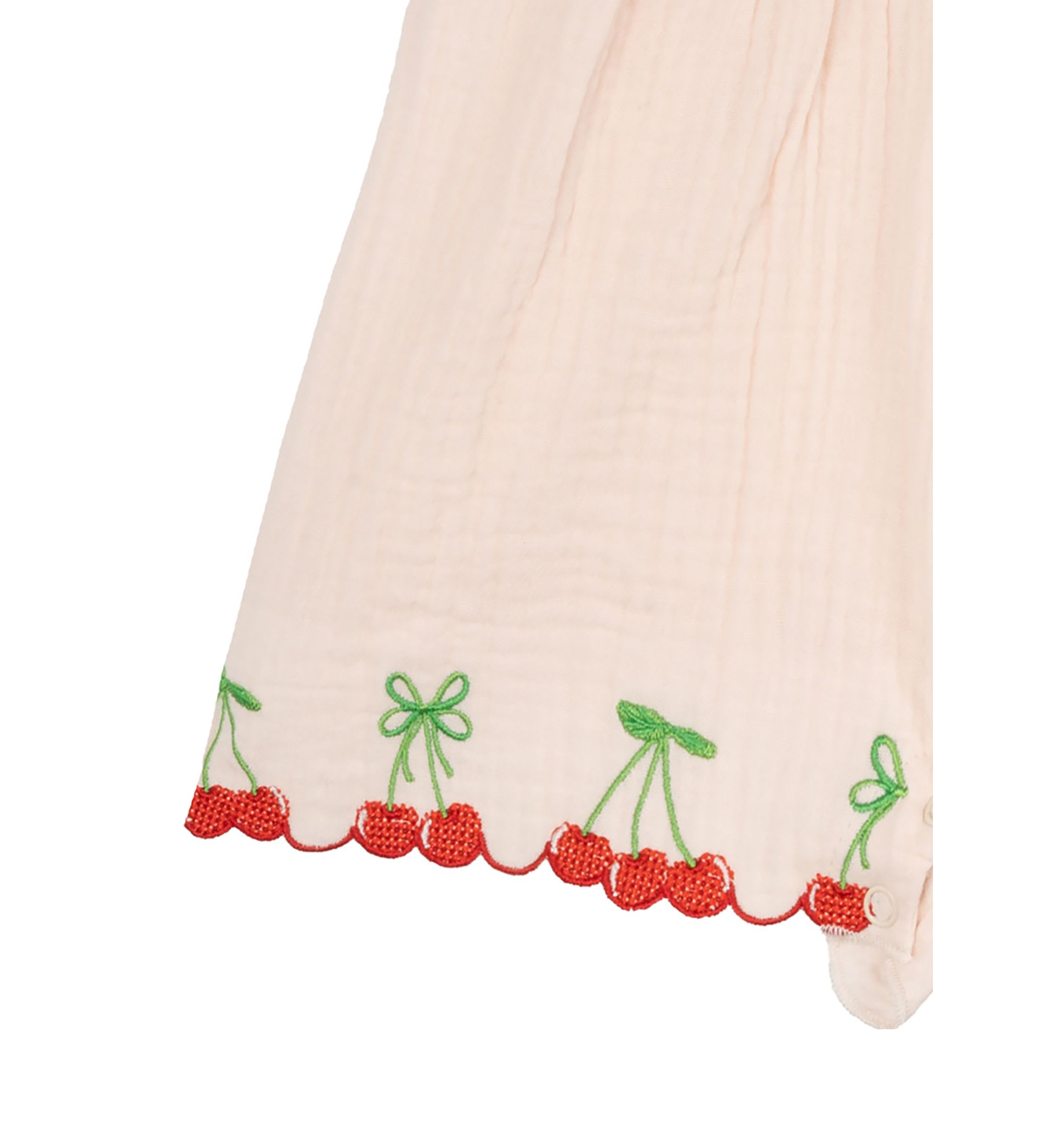 Baby Girls Gauze Knit Cherry Embroidered Romper