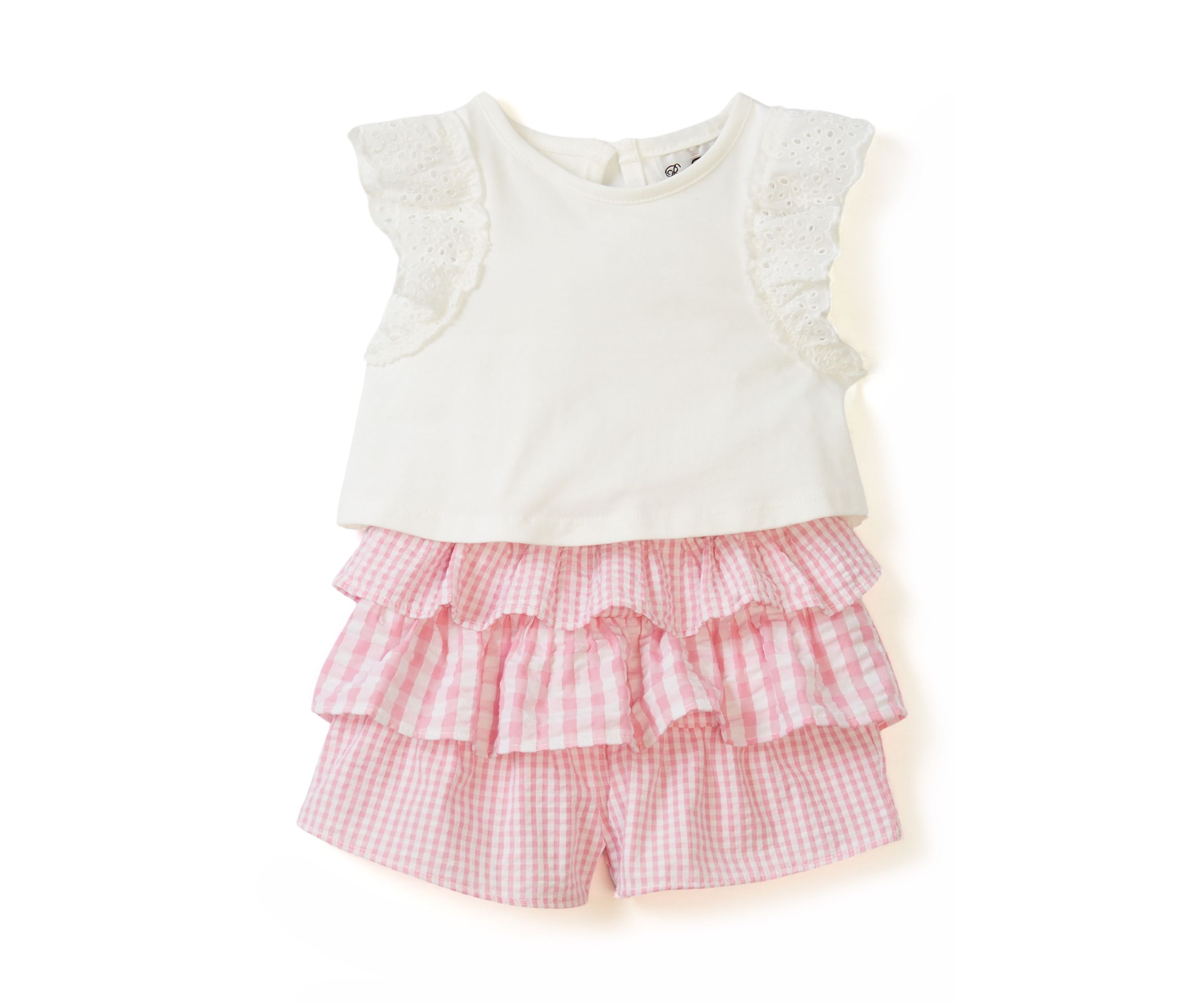 Baby Girls Knit Top with Seersucker Shorts Set