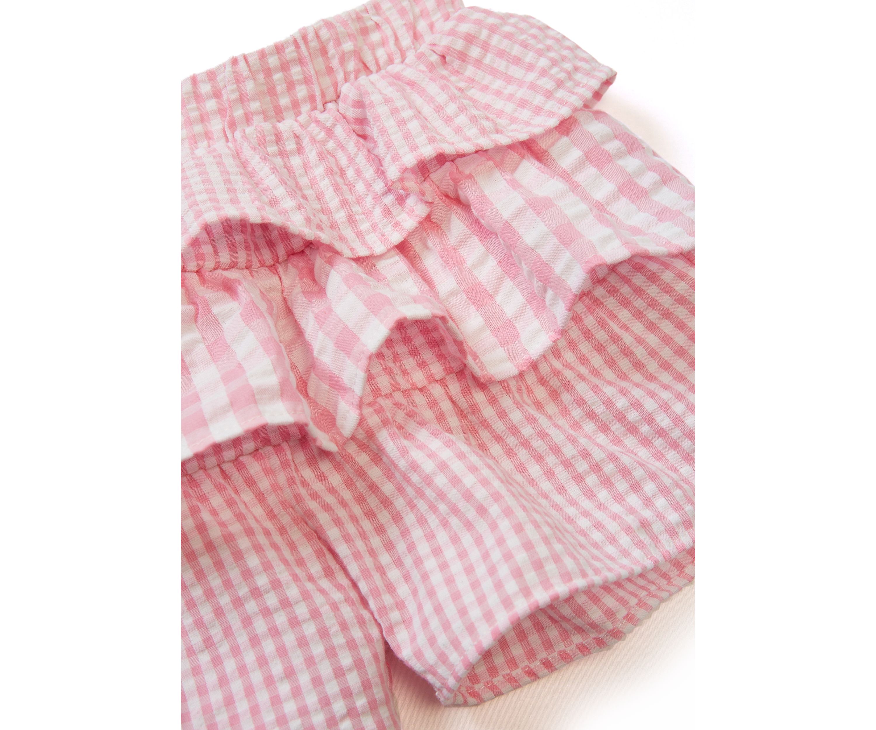 Baby Girls Knit Top with Seersucker Shorts Set