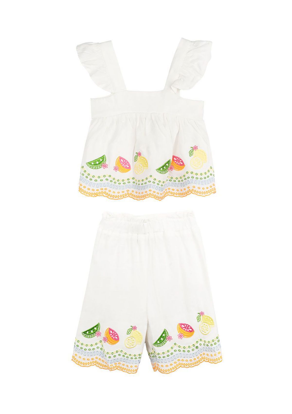 Baby Girls Fruit Eyelet Top and Cotton Pants Set