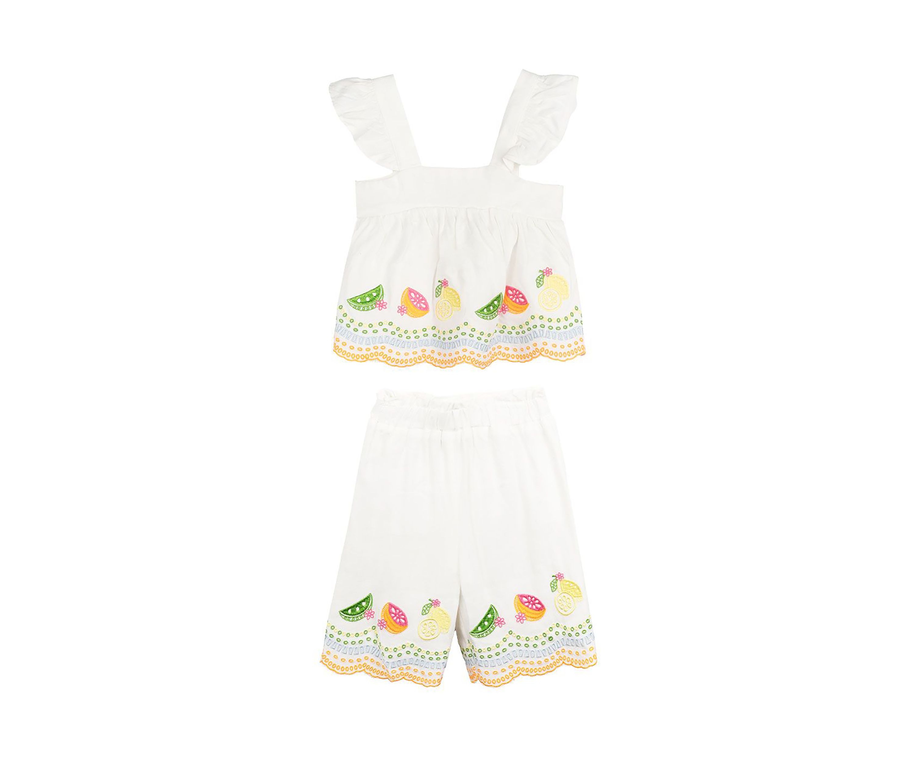 Baby Girls Fruit Eyelet Top and Cotton Pants Set