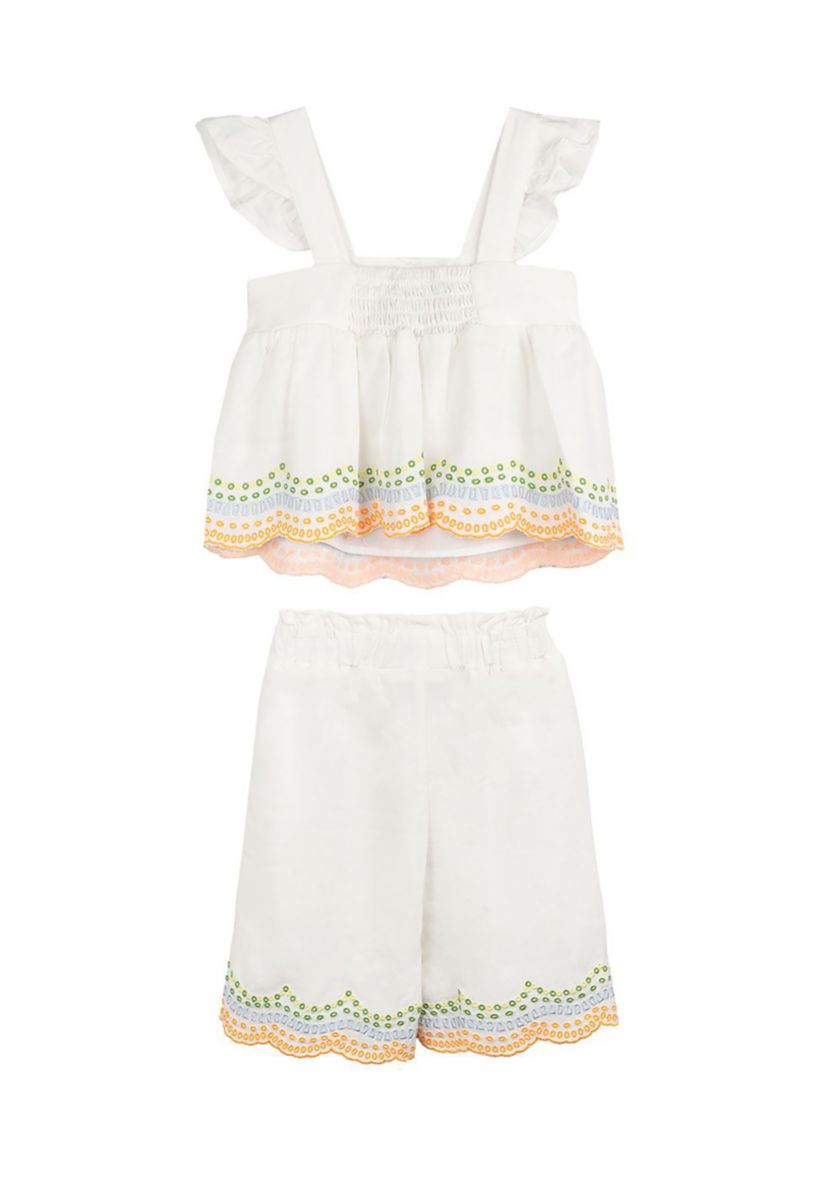 Baby Girls Fruit Eyelet Top and Cotton Pants Set