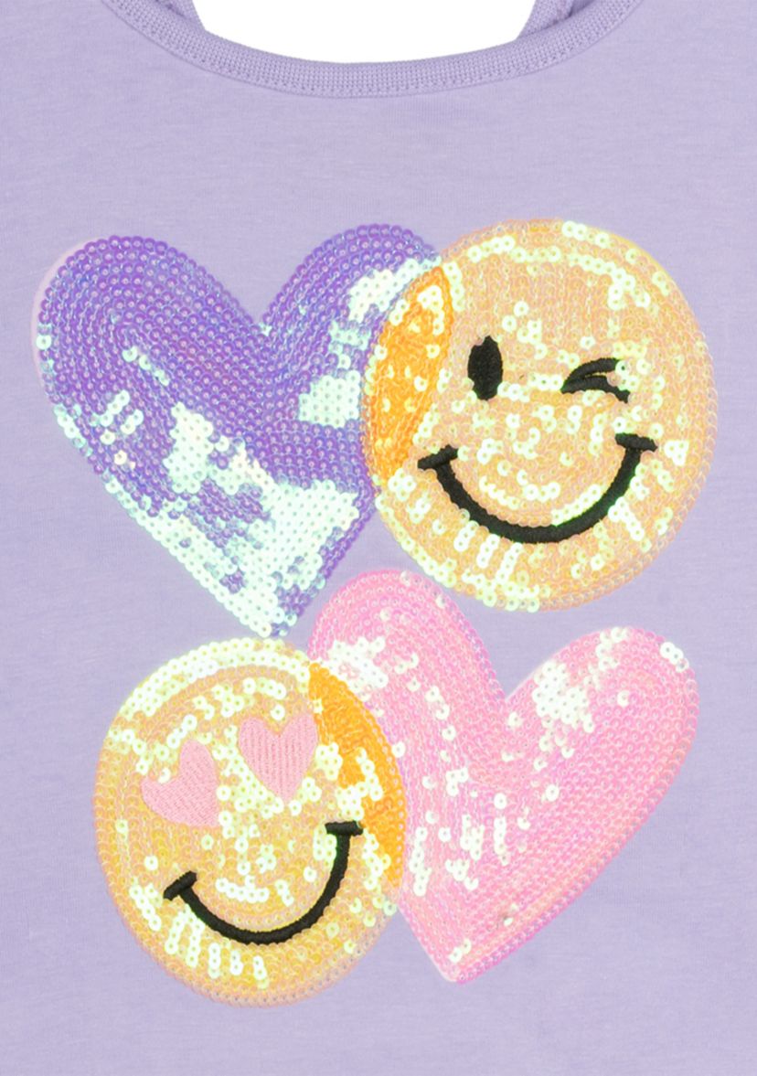 Baby Girls Happy Face Graphic T-Shirt and Printed Shorts Set
