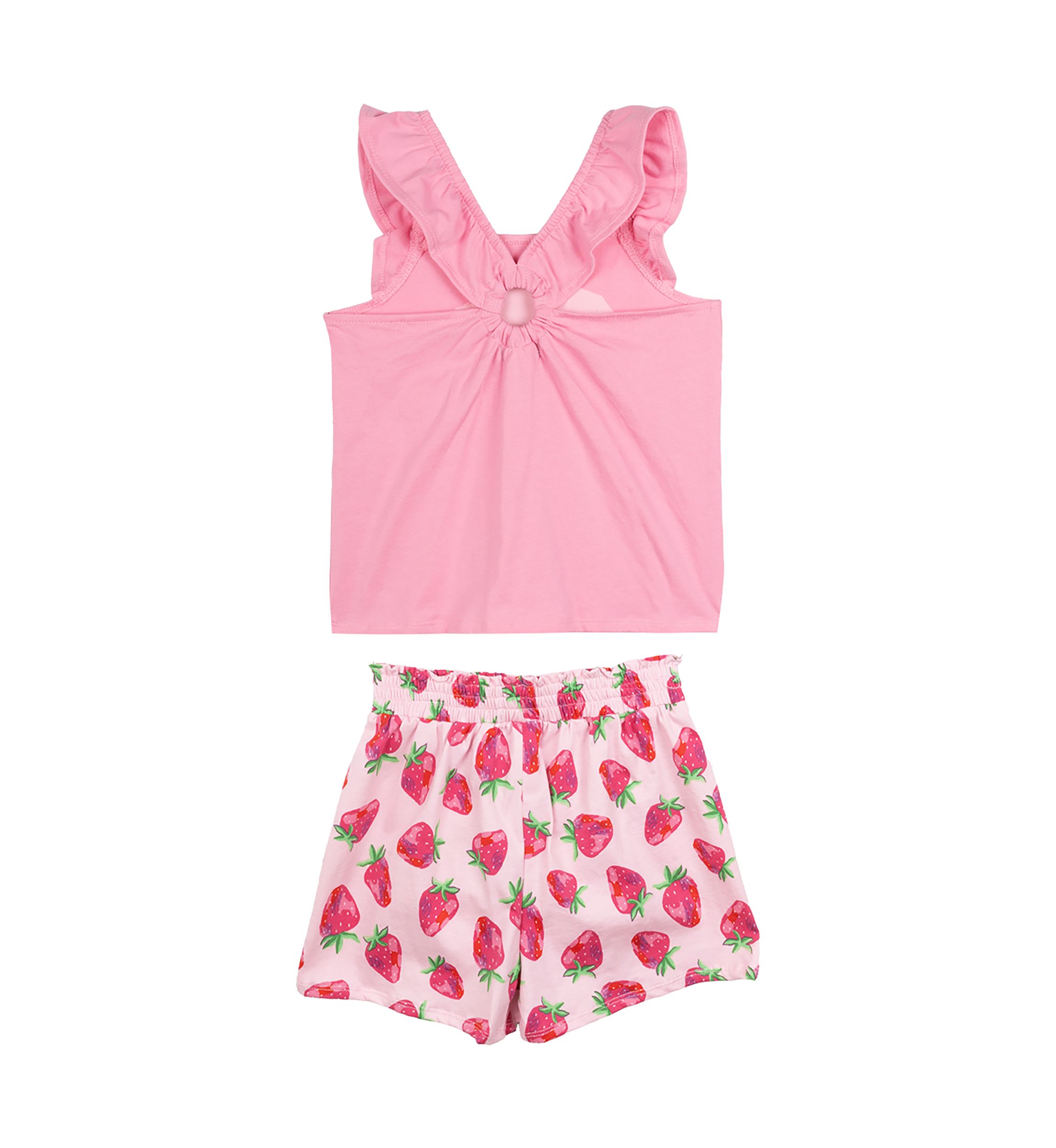 Baby Girls Graphic T-Shirt and Strawberry Printed Shorts Set