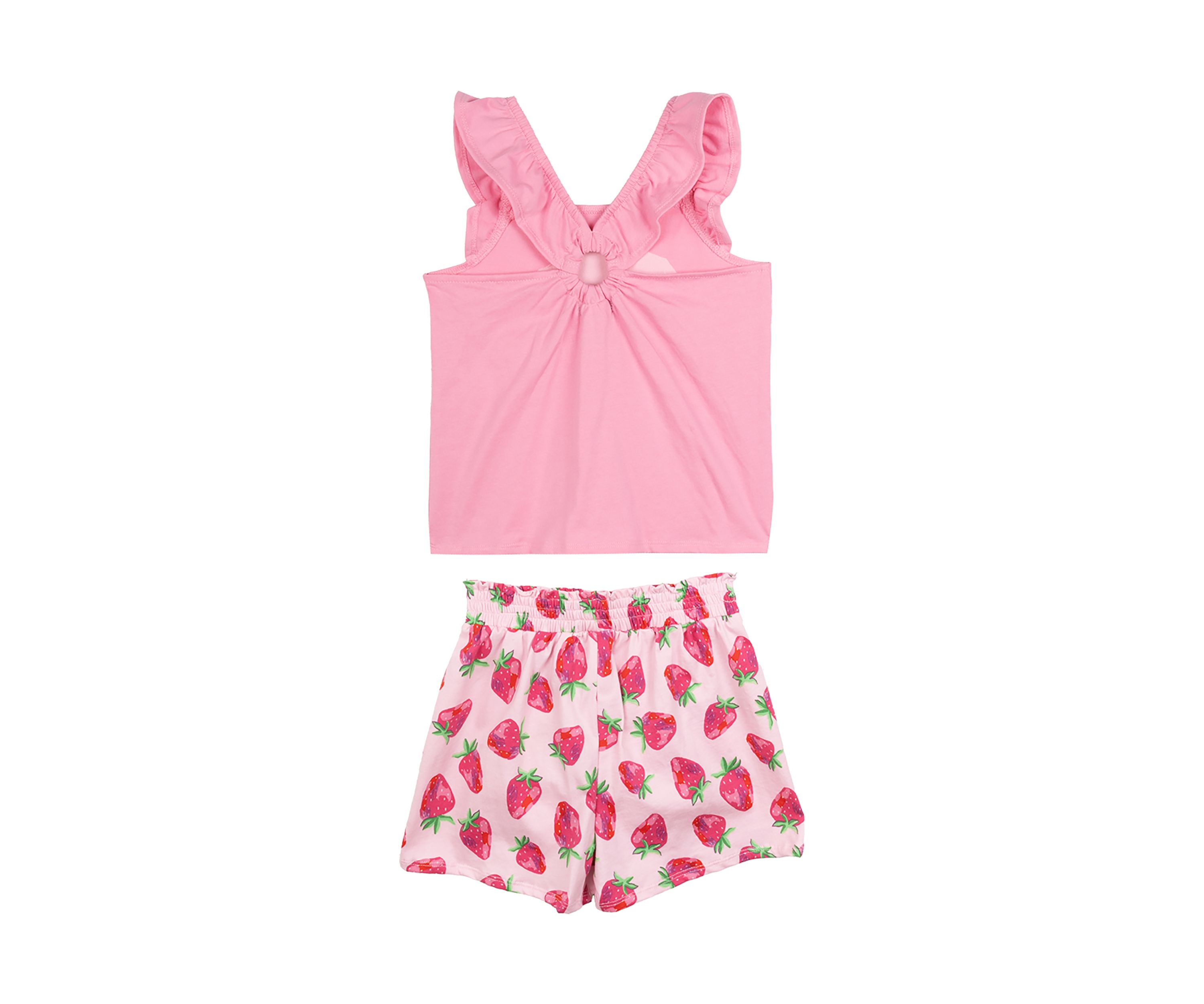 Baby Girls Graphic T-Shirt and Strawberry Printed Shorts Set