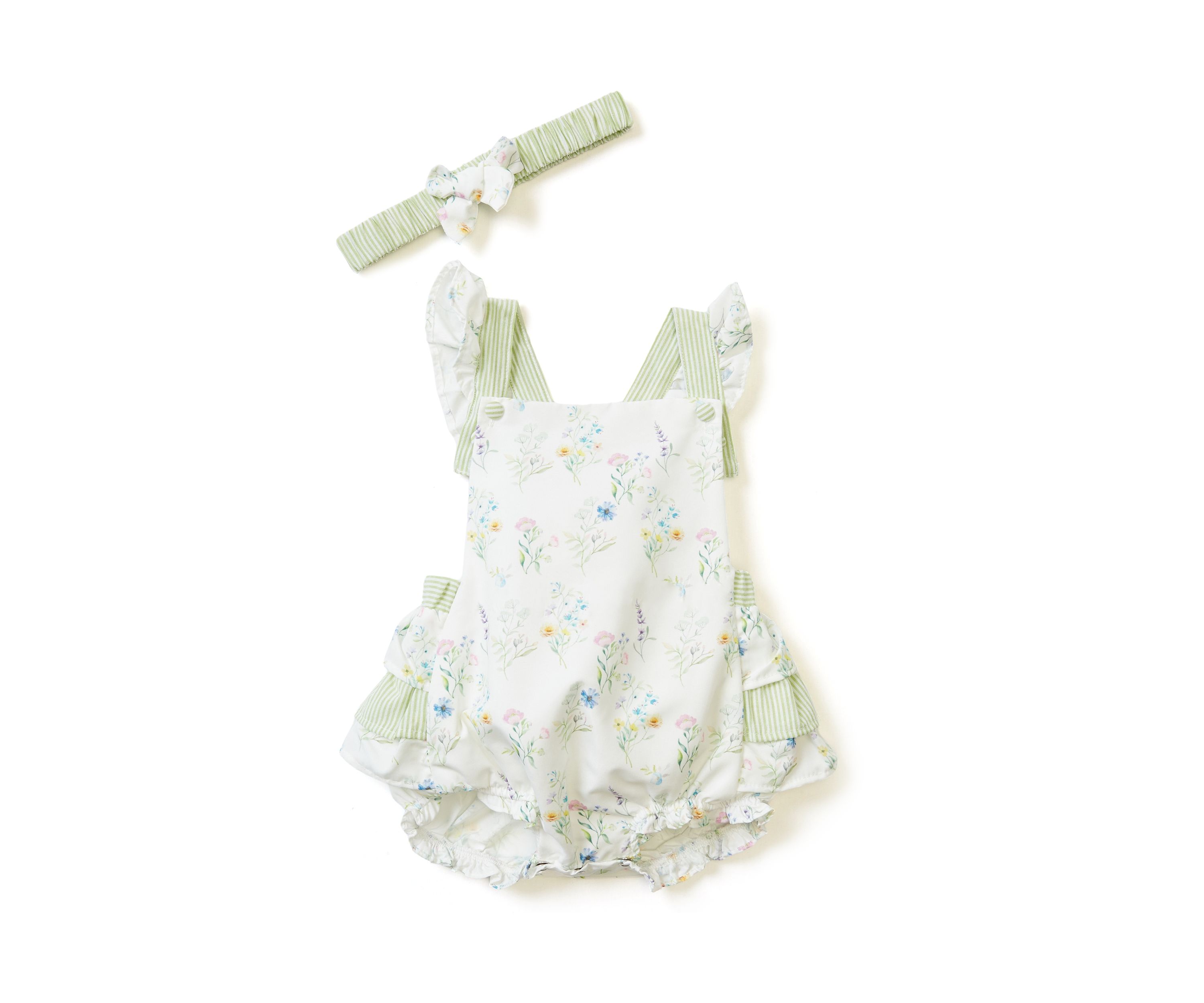 Baby Girls Floral Printed Bodysuit Set with Headband